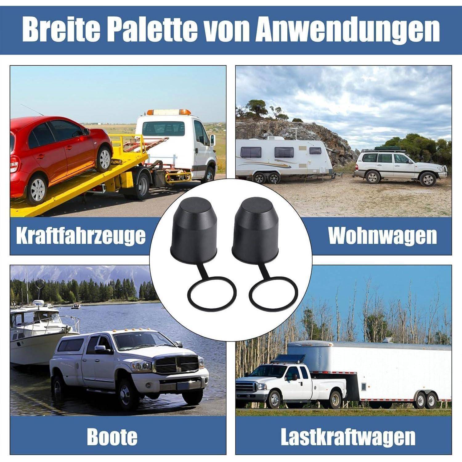 2er-Set Anhängerkupplung Abdeckung 50mm Kugelkopf Schwarz