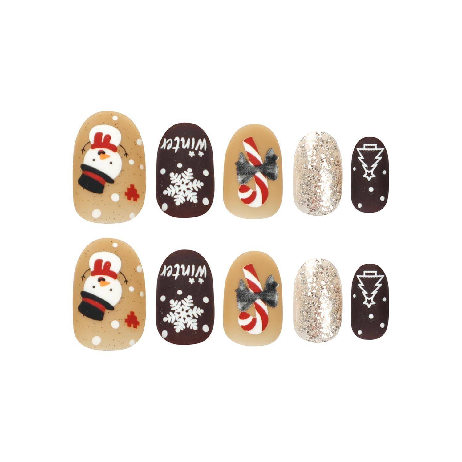 Satz von winterlichen Nagelaufklebern mit Schneemann-, 