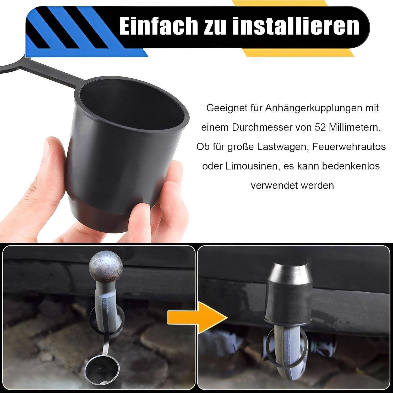 2x Anhängerkupplung Abdeckkappe 60mm Schwarz