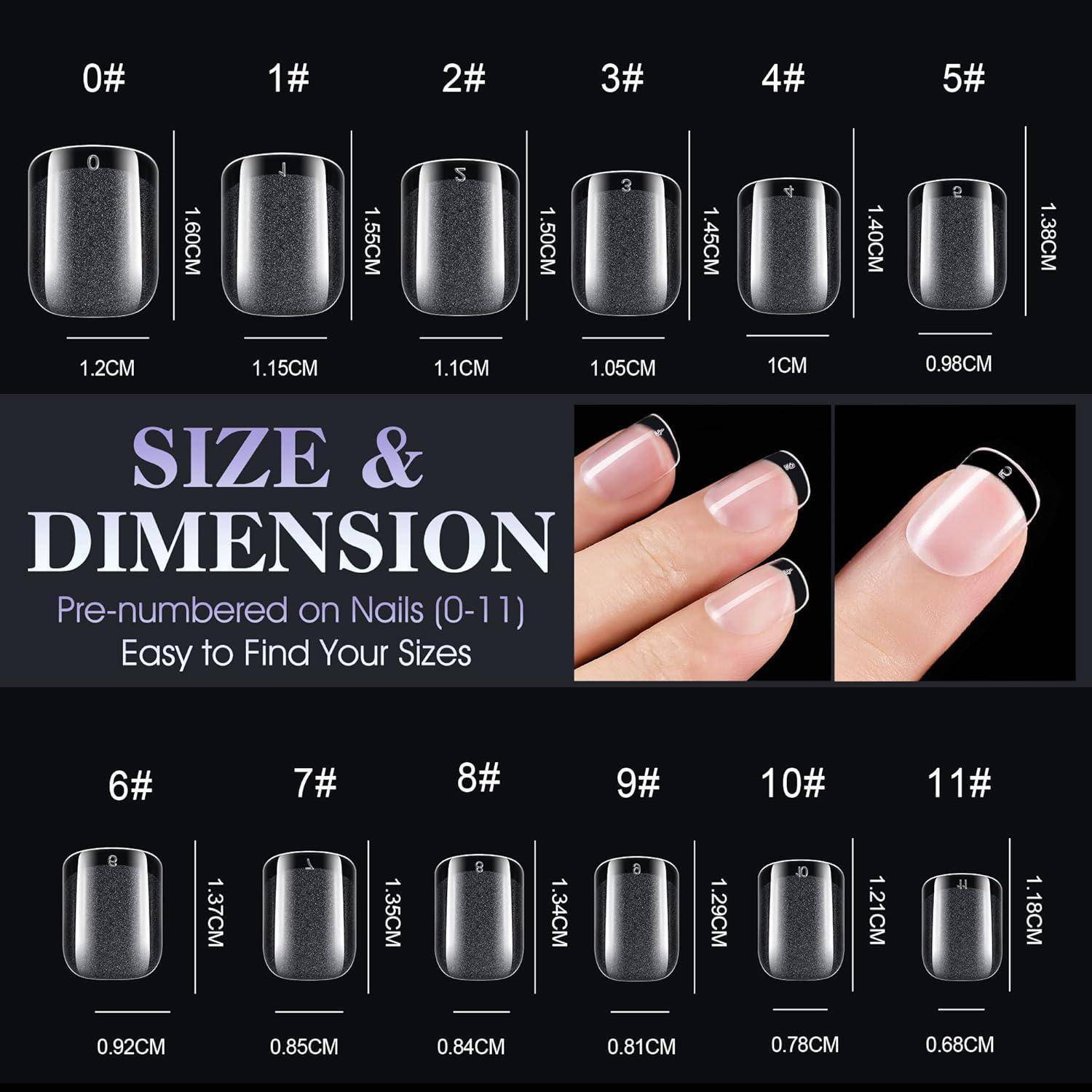 Nagelspitzen Gel Soakoff PMMA Resin 12 Größen 13.XXS Kurzes Quadrat