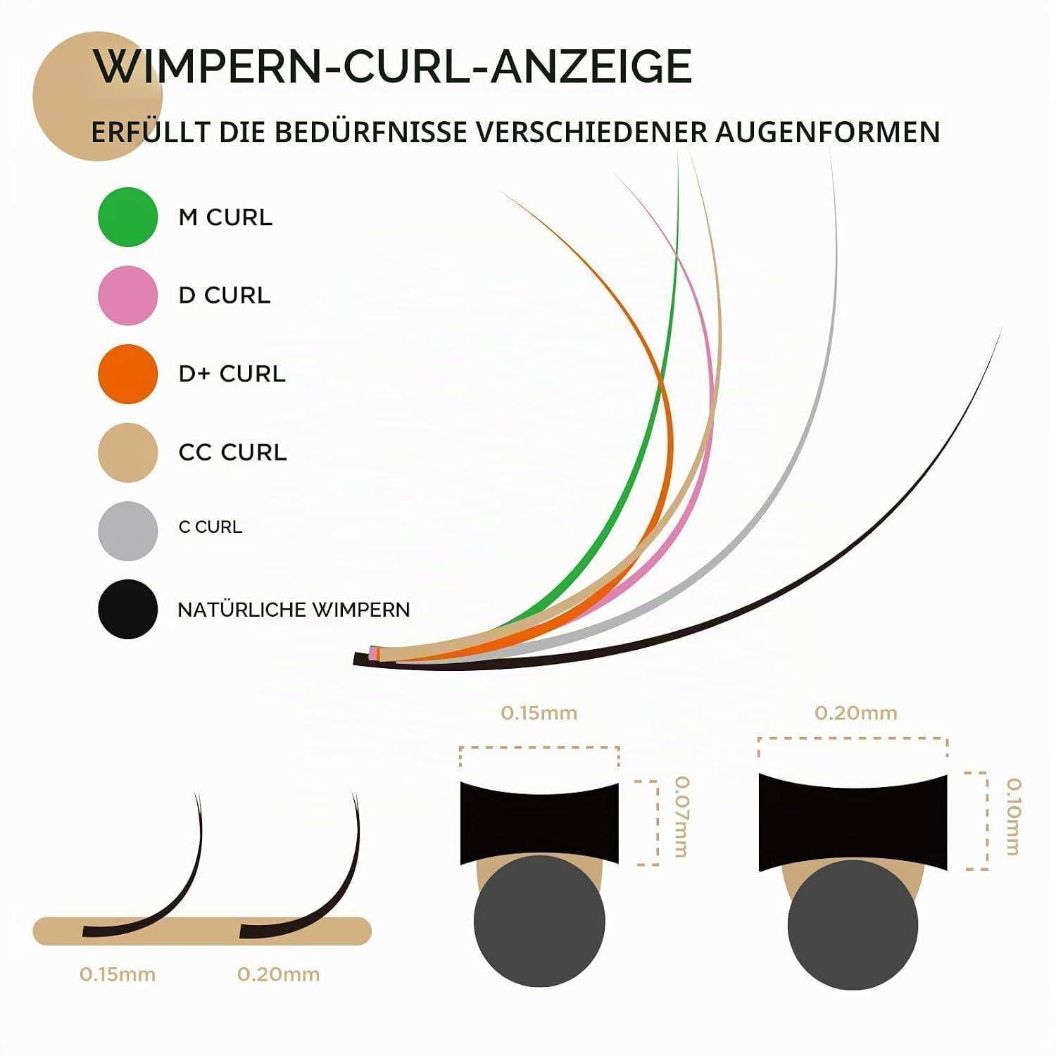 Künstliche Wimpern Ellipse Flat 0.20mm C Curl Mix Tray