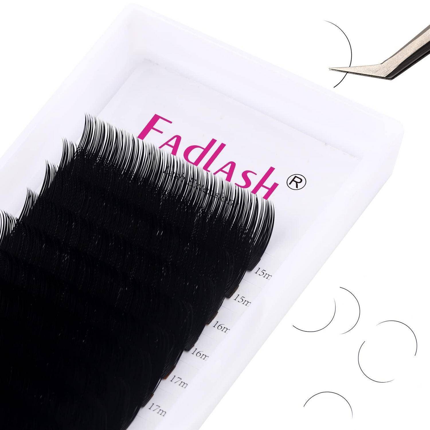 Schwarzes Wimpernverlängerungs-Tablett mit der Aufschrift „Fadlash