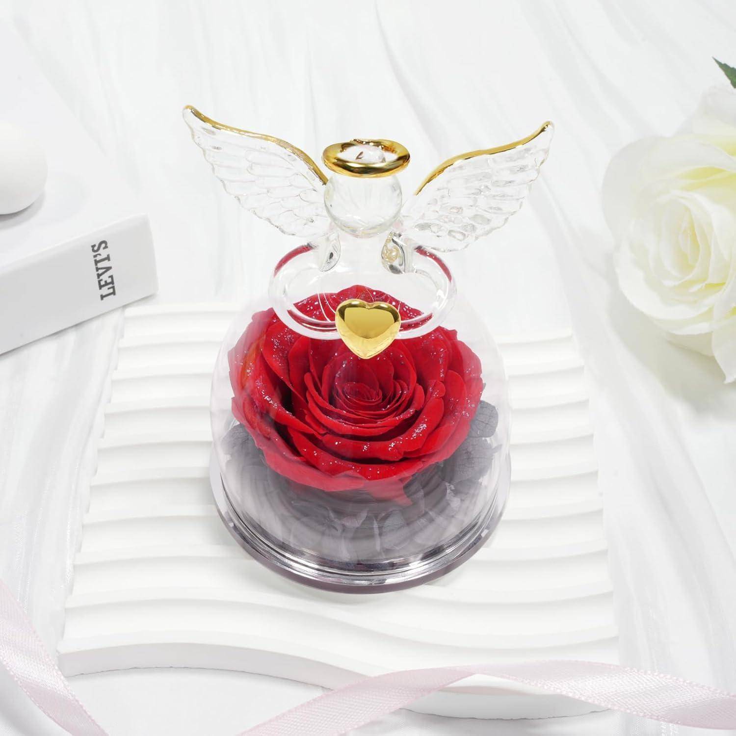Ewige Rosen Engel Geschenkbox Echte Blume für