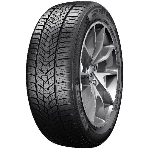 Nahaufnahme eines schwarzen Autoreifens mit Leichtmetallrad, gezeigt auf schwarzem Hintergrund.