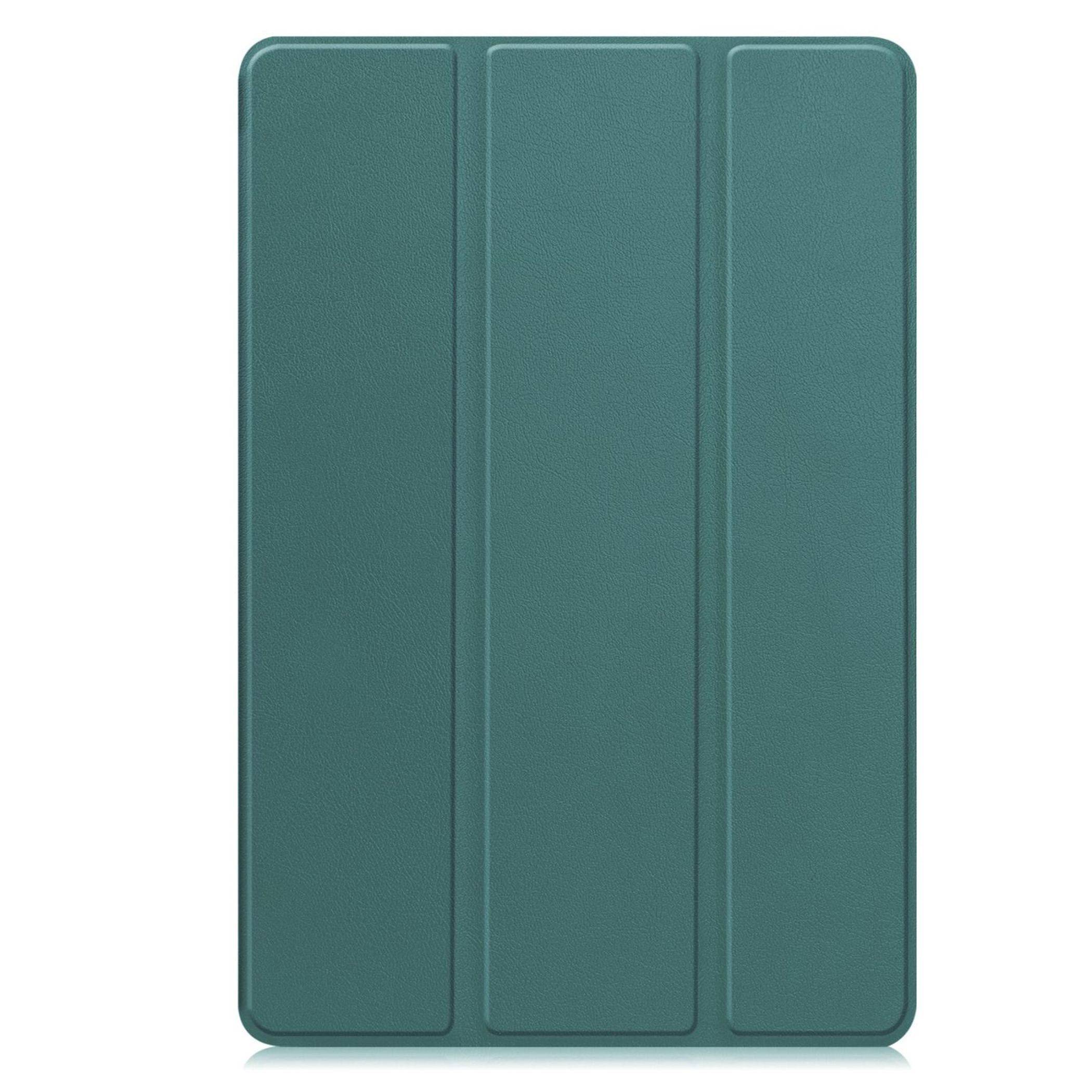 Teal-farbenes Tablet-Etui mit drei vertikalen vorderen Paneelen und abgerundeten Ecken, geschlossen auf weißem Hintergrund abgebildet.