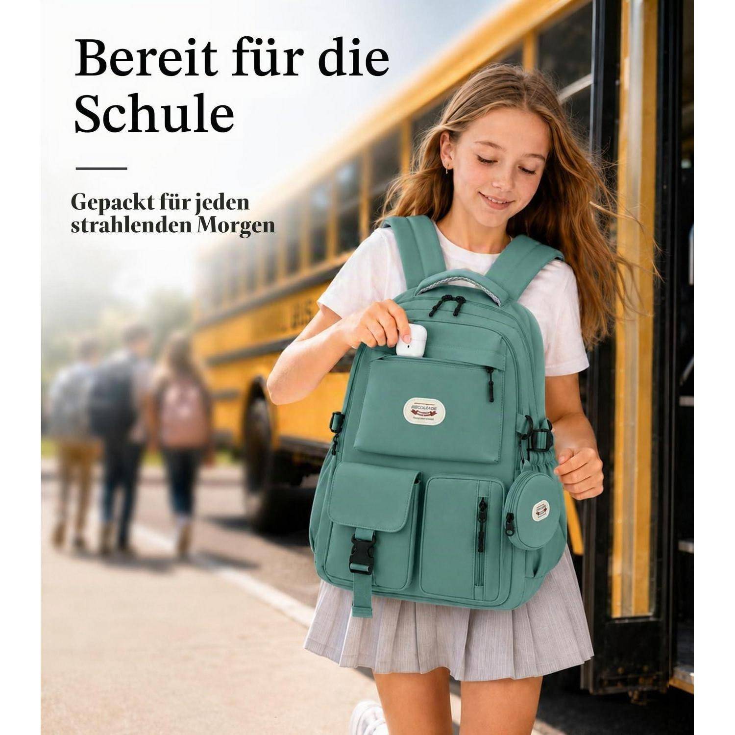 BECOJADDE Rucksack Damen 25L mit 15,6" Laptopfach Dunkelgrün