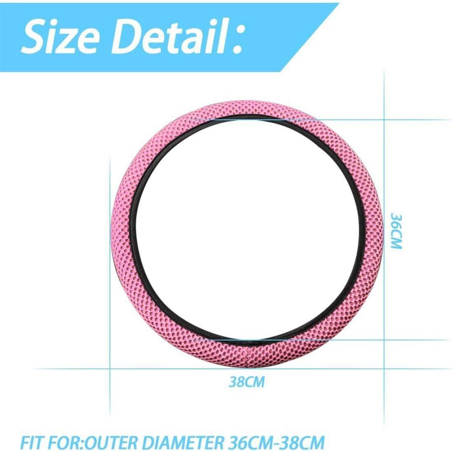 CGEAMDY Lenkradbezug Universal 37-38cm Mikrofaser Eisseide Rosa