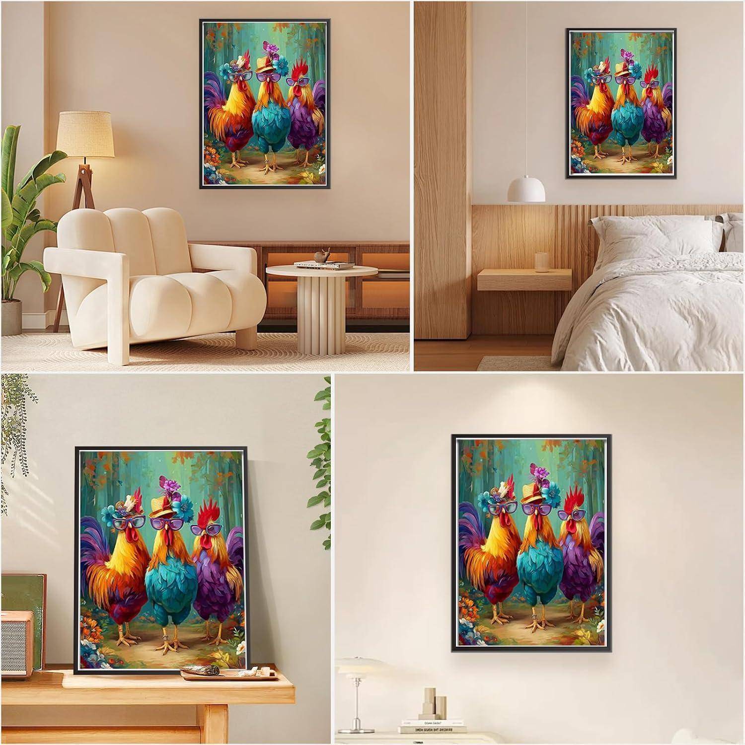 Malen nach Zahlen Set Hühner 40x50cm ohne Rahmen