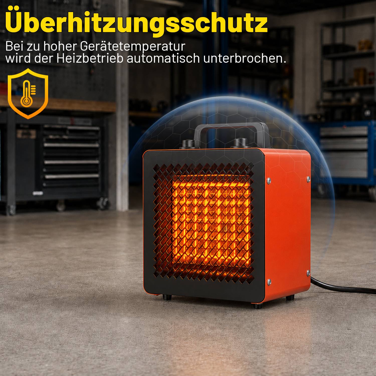Elektrischer Heizlüfter 3000 W, 3 Stufen, Thermostat bis 85 °C, bis ca. 30 m², Rot