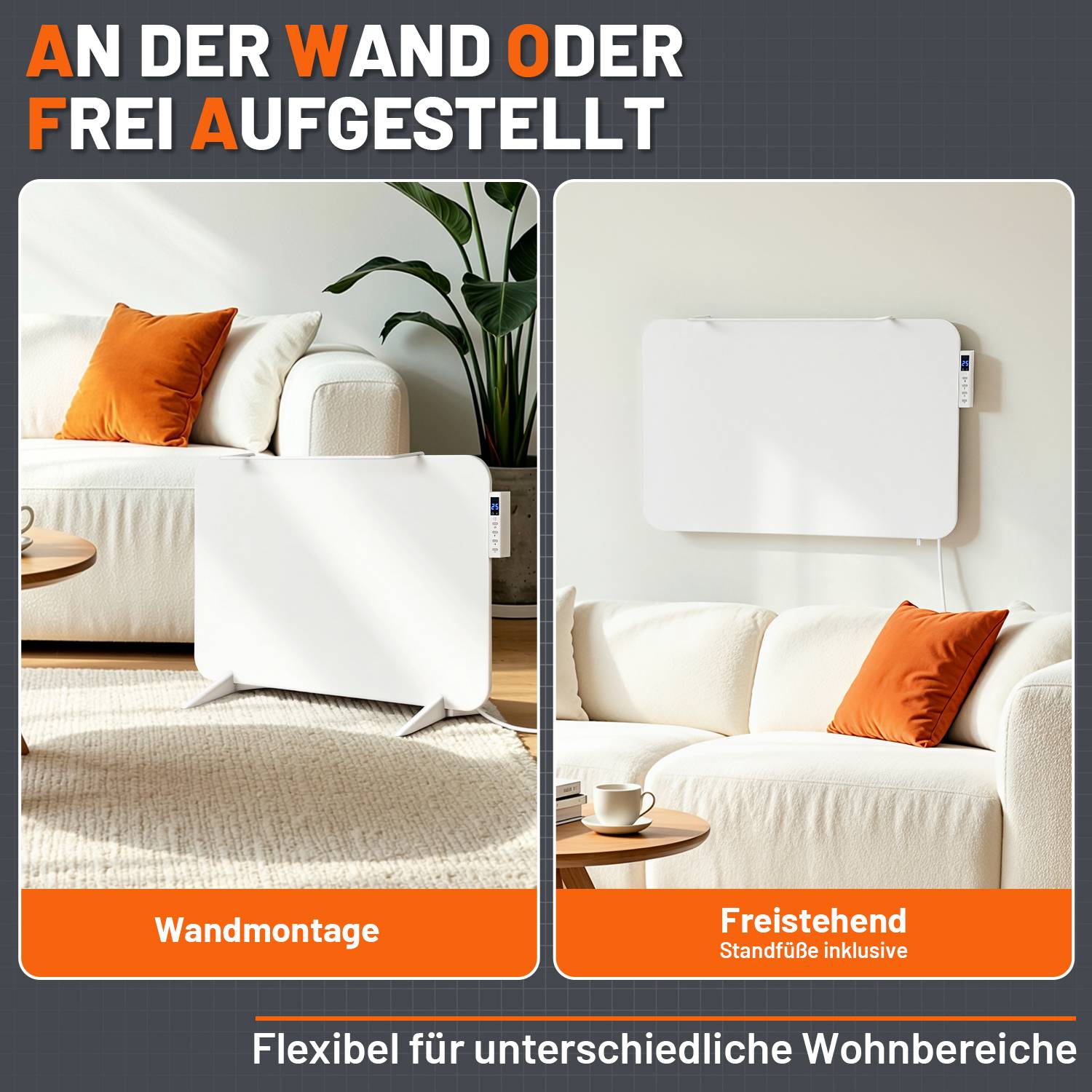 Infrarotheizung 450W Weiß, Heizpaneel Badheizung WLAN App Thermostat Fernbedienung mit Handtuchhalter