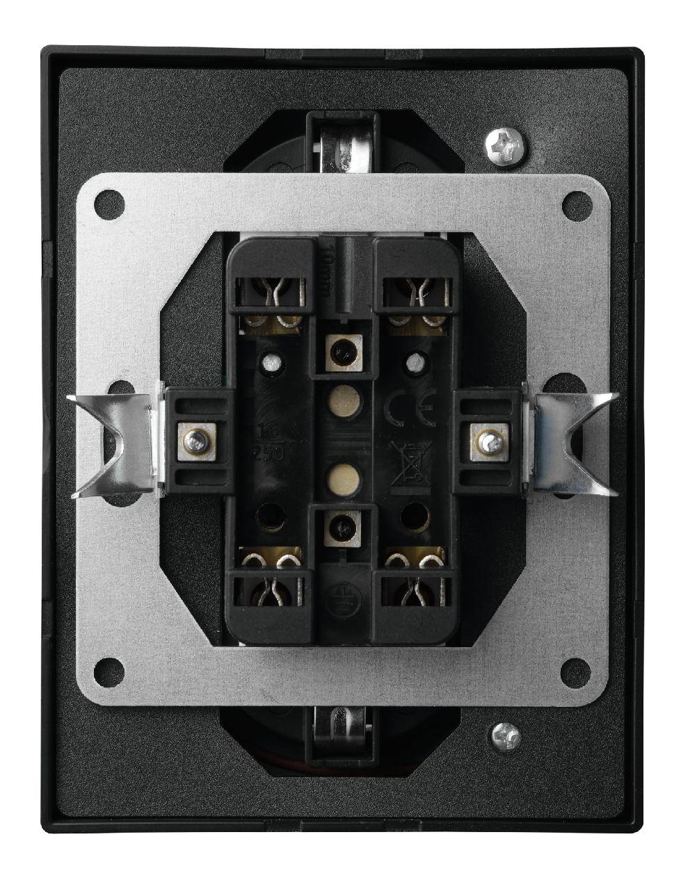 McPower Schutzkontakt-Steckdose, Flair, Quickcharge Anschlüsse, PD, 1x USB-C, 1x USB-A, 250 V, 16 A - Steckdose: 2-fach - Farbe: schwarz