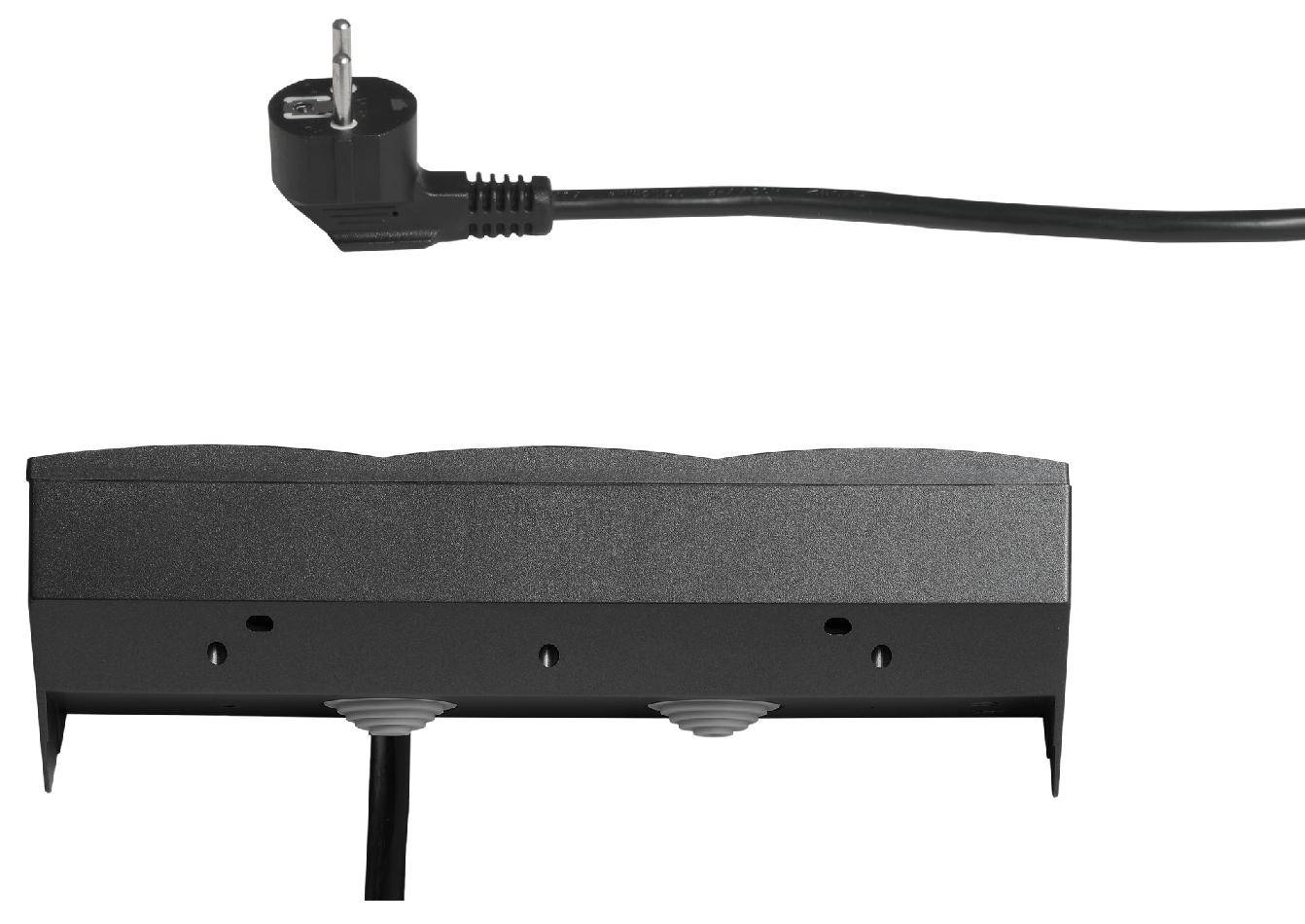 McPower Flair Steckdosenblock, 3-fach, 250V, 16A, Shutter, IP20, 3600W, 2m Anschlusskabel &amp; Stecker - Farbe: anthrazit