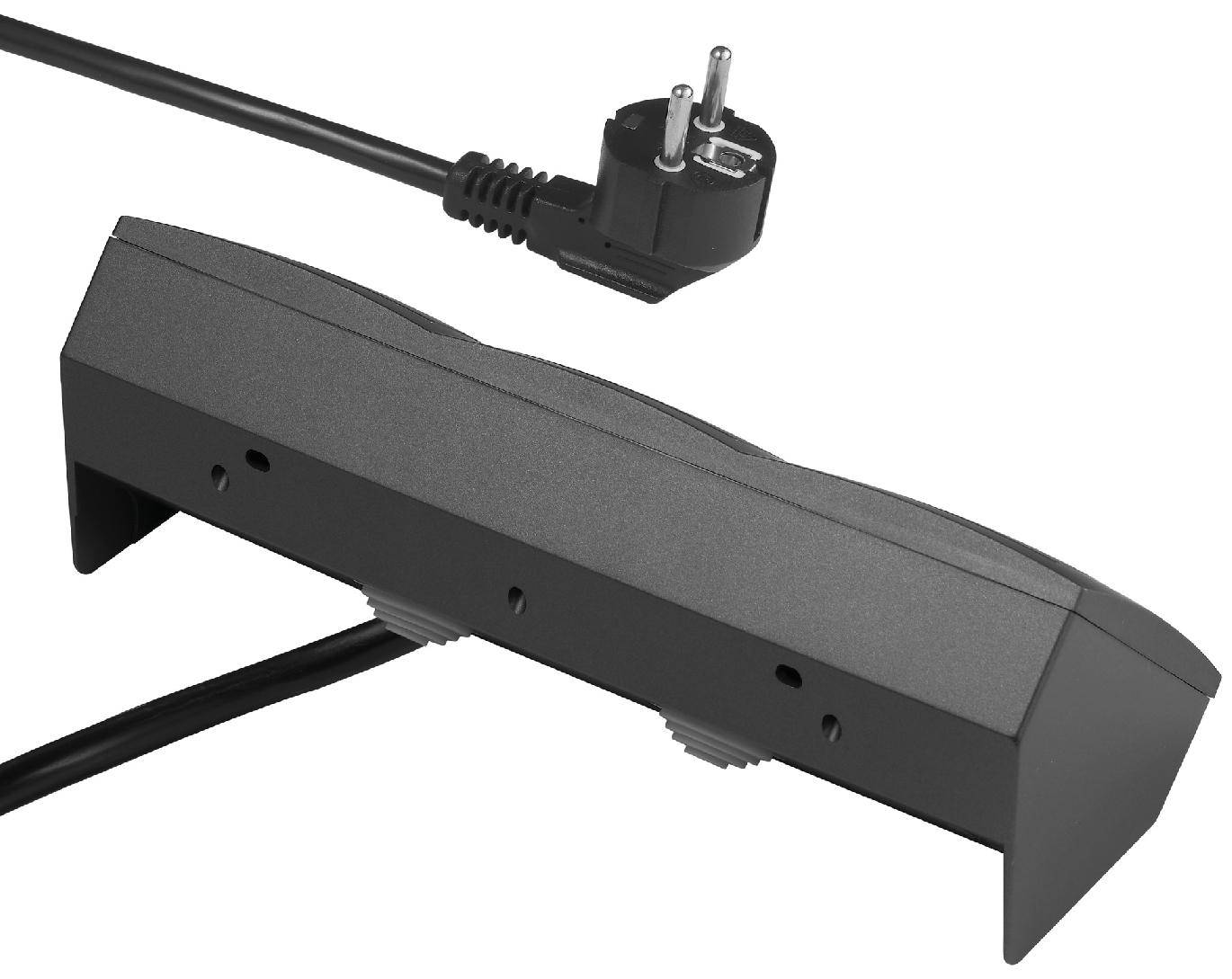 McPower Flair Steckdosenblock, 3-fach, 250V, 16A, Shutter, IP20, 3600W, 2m Anschlusskabel &amp; Stecker - Farbe: anthrazit