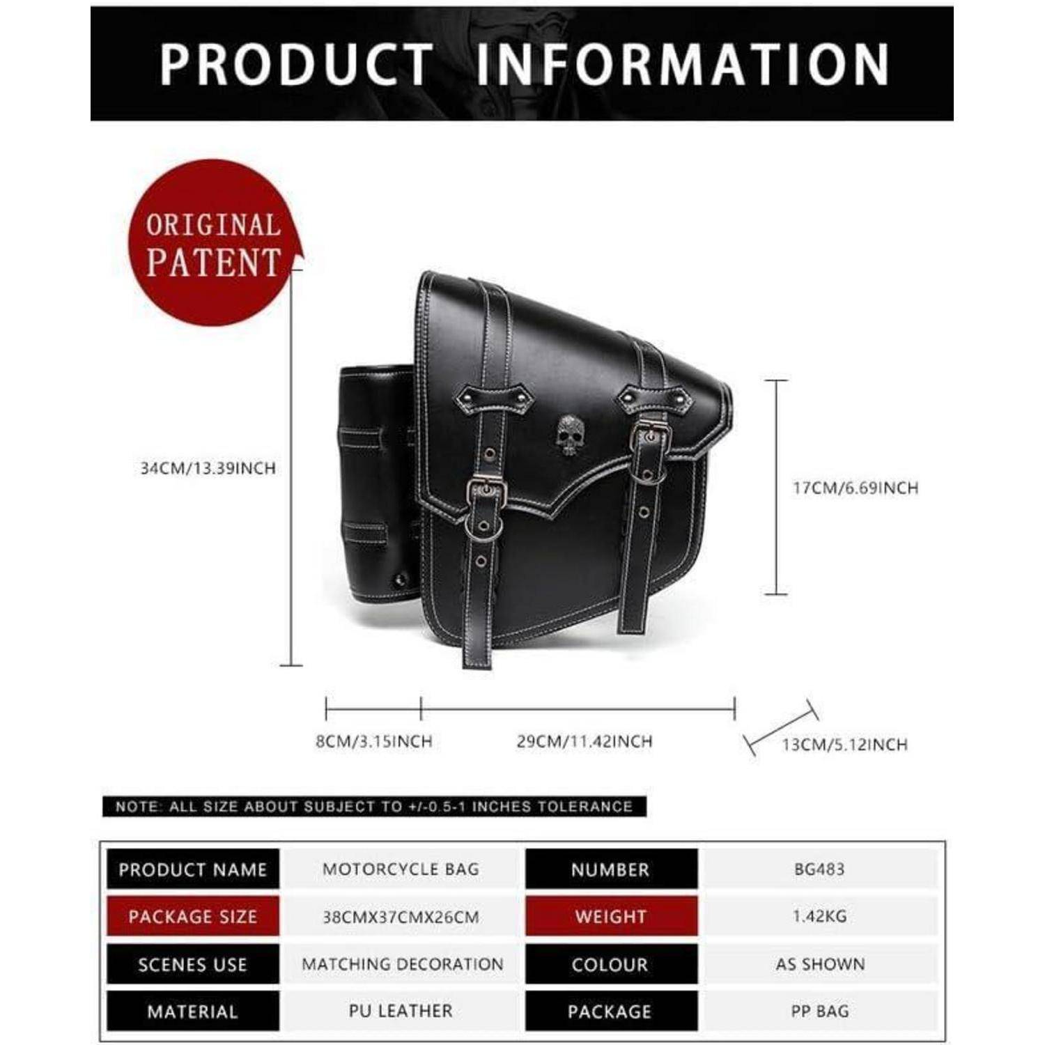 Motorrad Satteltaschen 25L Wasserdicht mit Flaschenhalter in Lederoptik