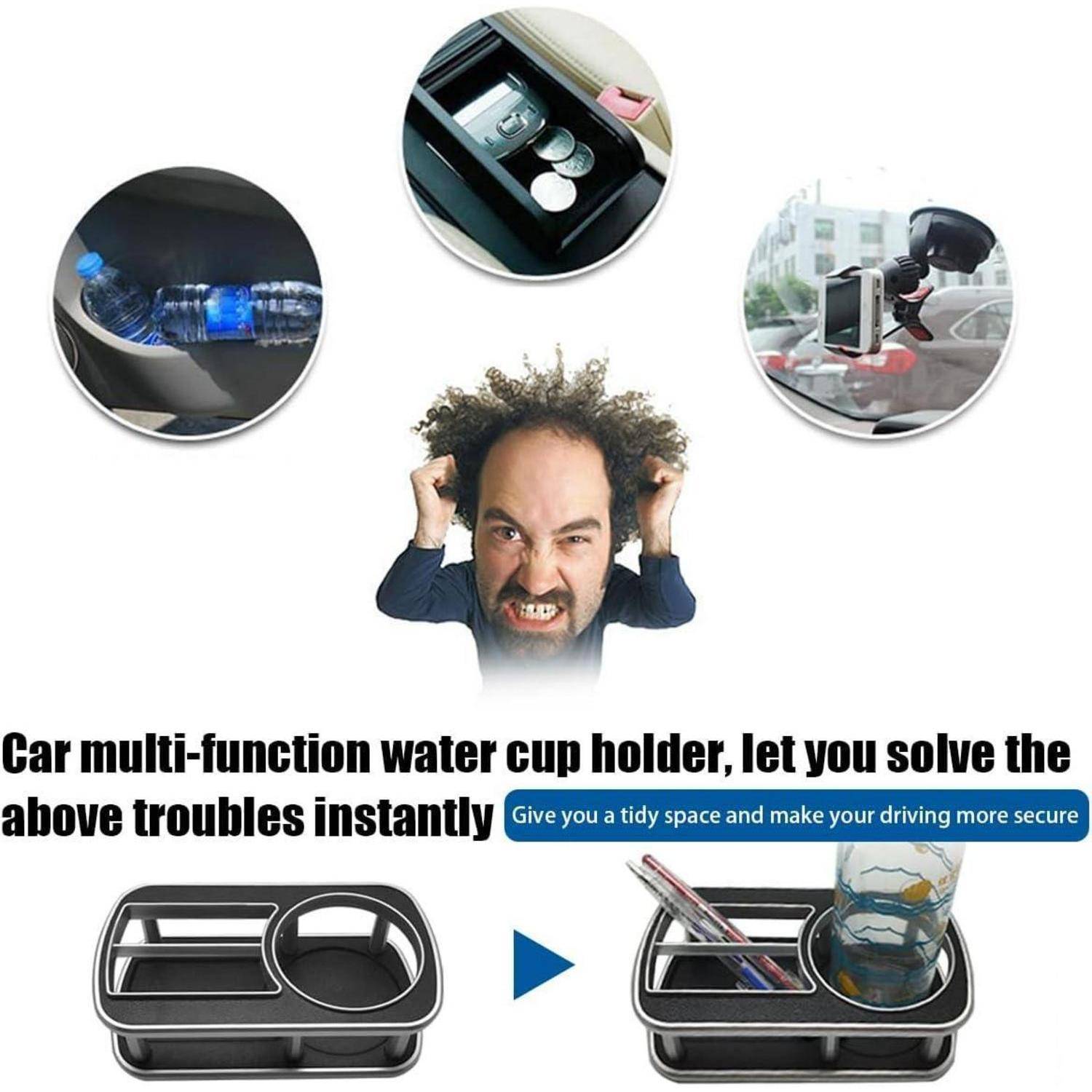 JNNJ Multifunktions-Autobecherhalter mit Handyfach Schwarz