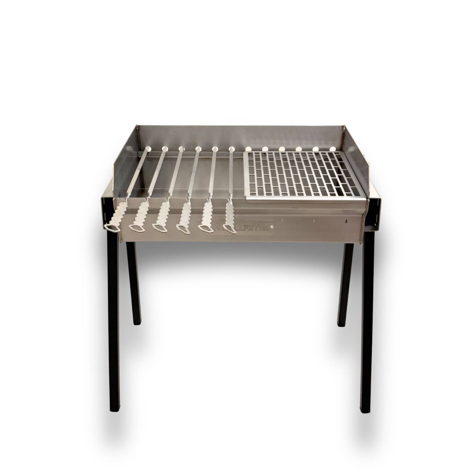Mangal Bulat 70 Schaschlikgrill 3mm Edelstahl Grillgitter 6 Spieße