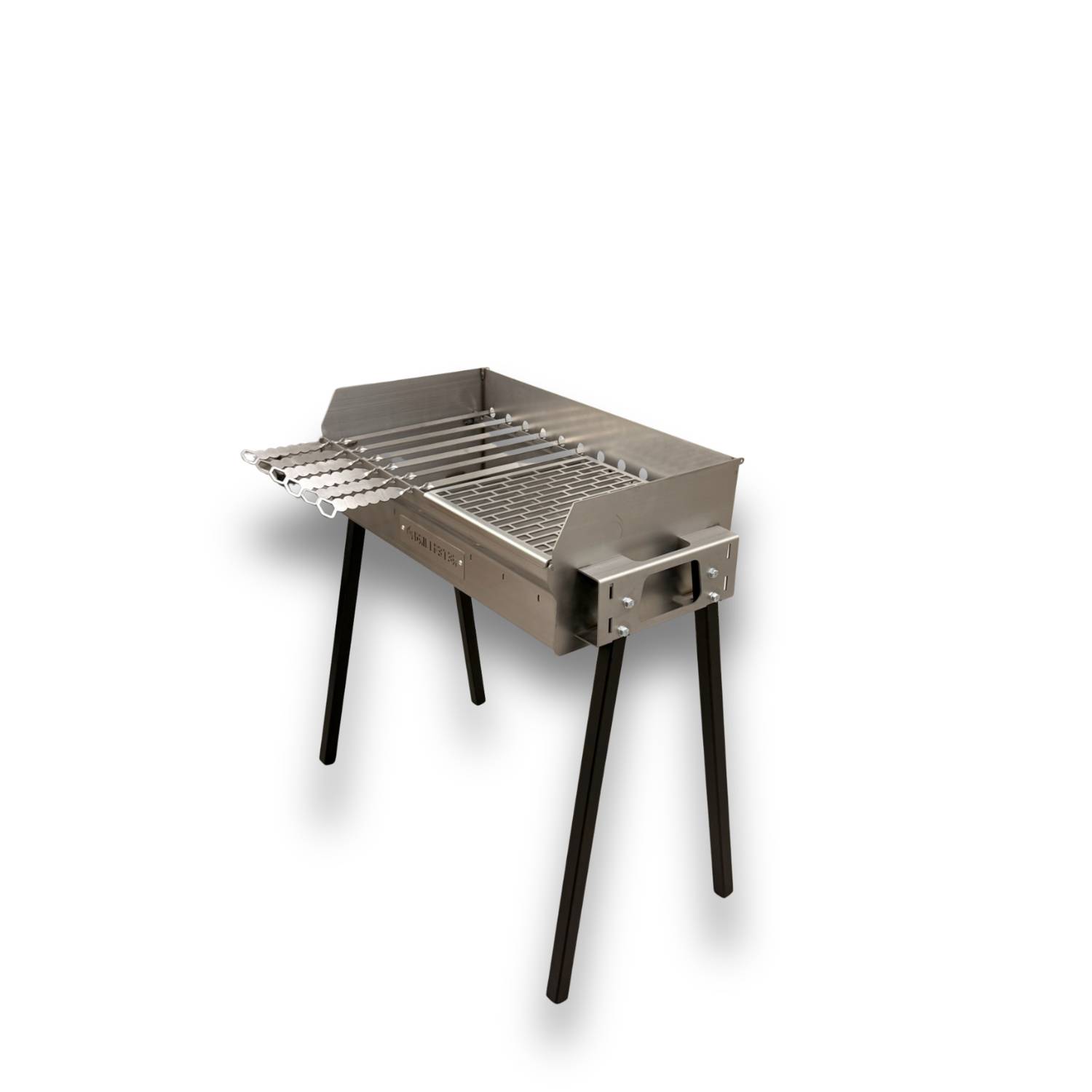 Mangal Bulat 70 Schaschlikgrill 3mm Edelstahl Grillgitter 6 Spieße