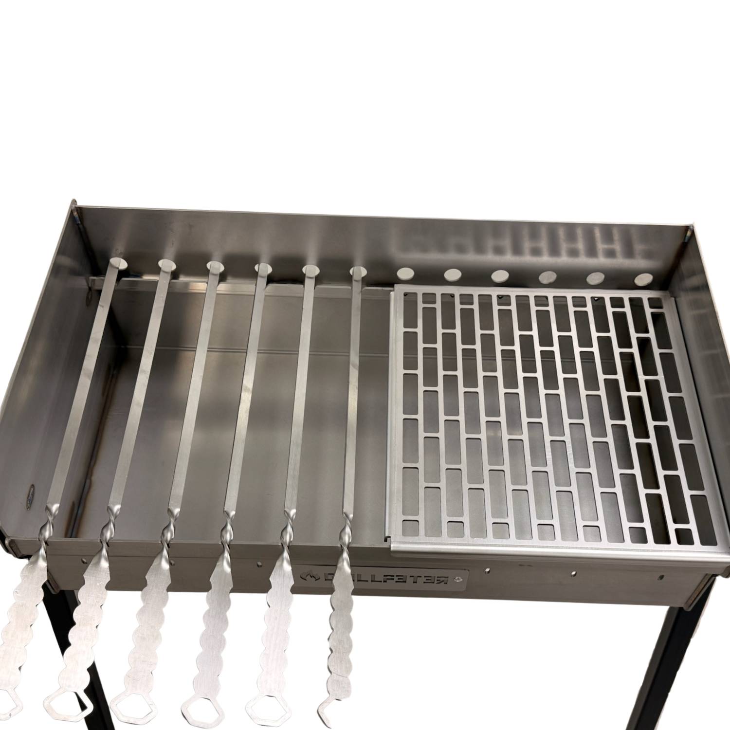 Mangal Bulat 70 Schaschlikgrill 3mm Edelstahl Grillgitter 6 Spieße