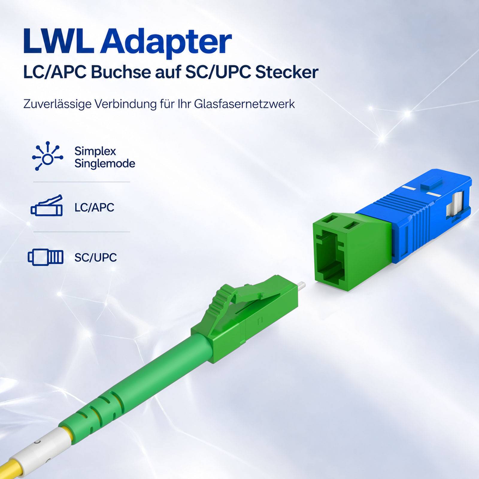 hb-digital LWL Adapter LC/APC Buchse auf SC/UPC Stecker Simplex