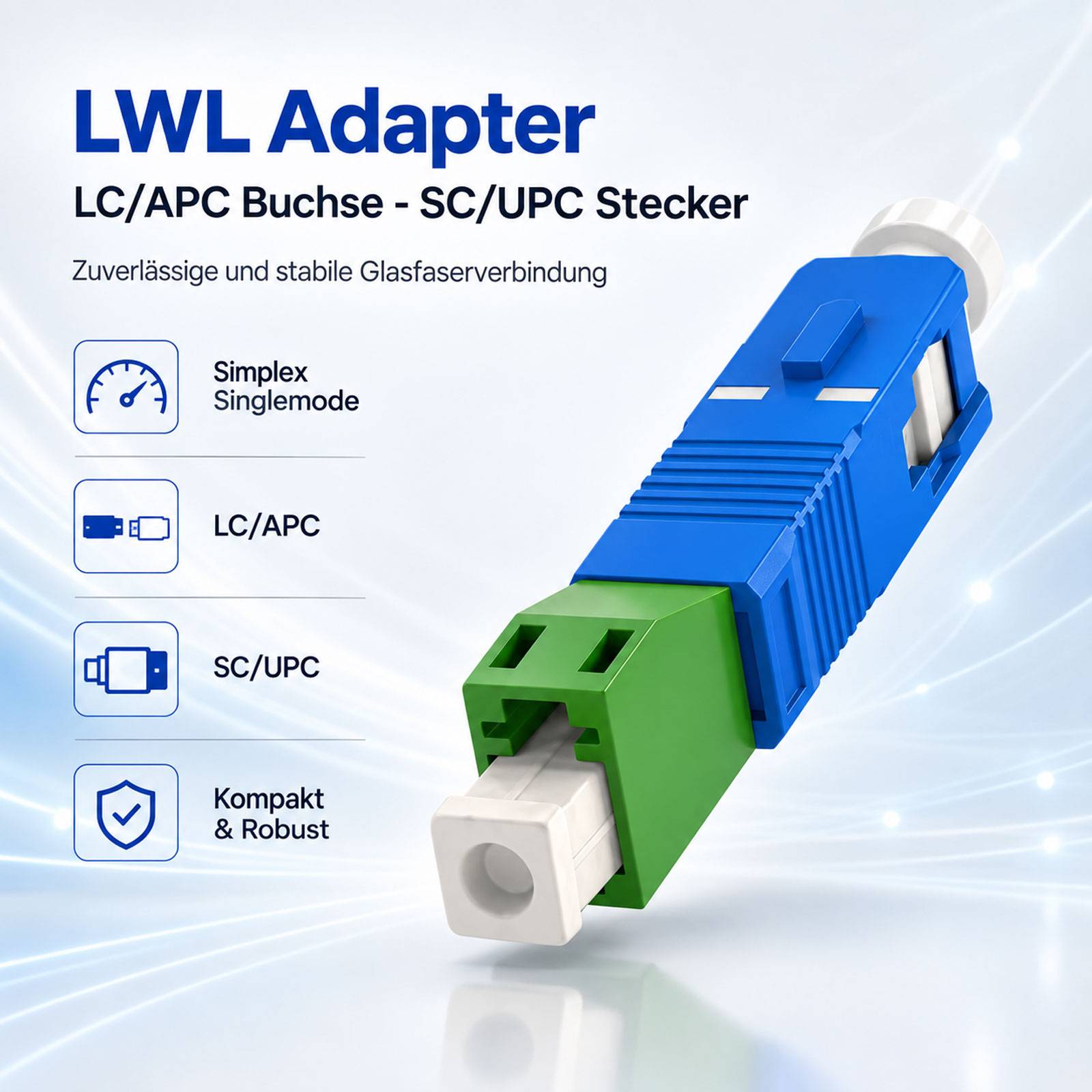 hb-digital LWL Adapter LC/APC Buchse auf SC/UPC Stecker Simplex