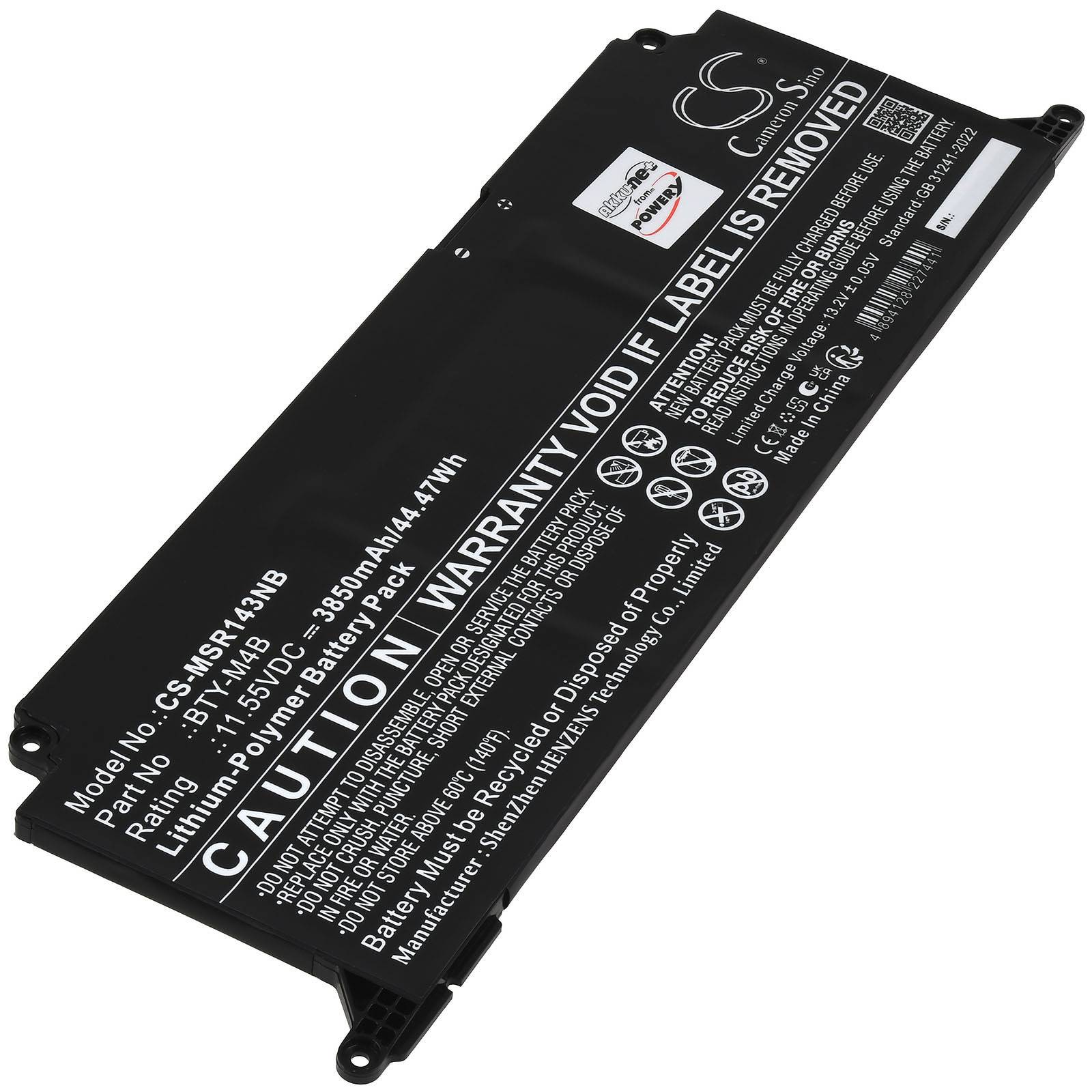 Schwarze Ersatz-Lithium-Ionen-Smartphoneakku mit der Aufschrift 