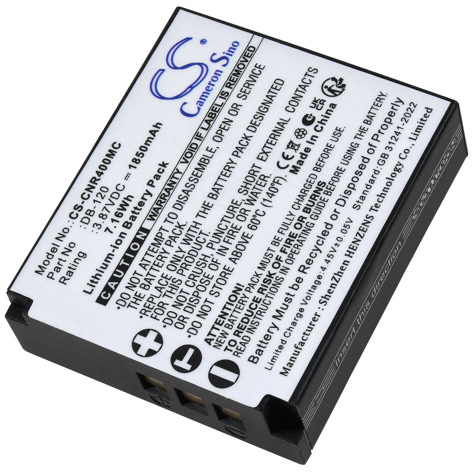 Ein Lithium-Ionen-Kameraakku der Marke 