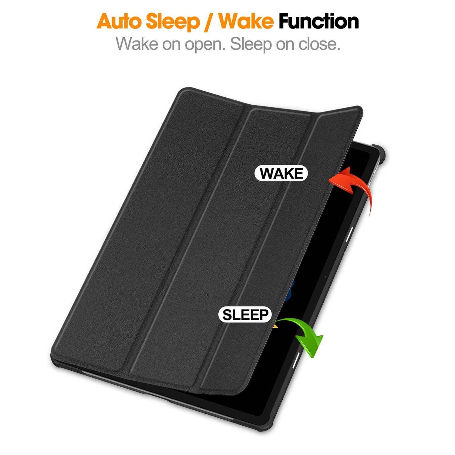 Abbildung einer Tablet-Schutzhülle mit „Auto Sleep/Wake-Funktion