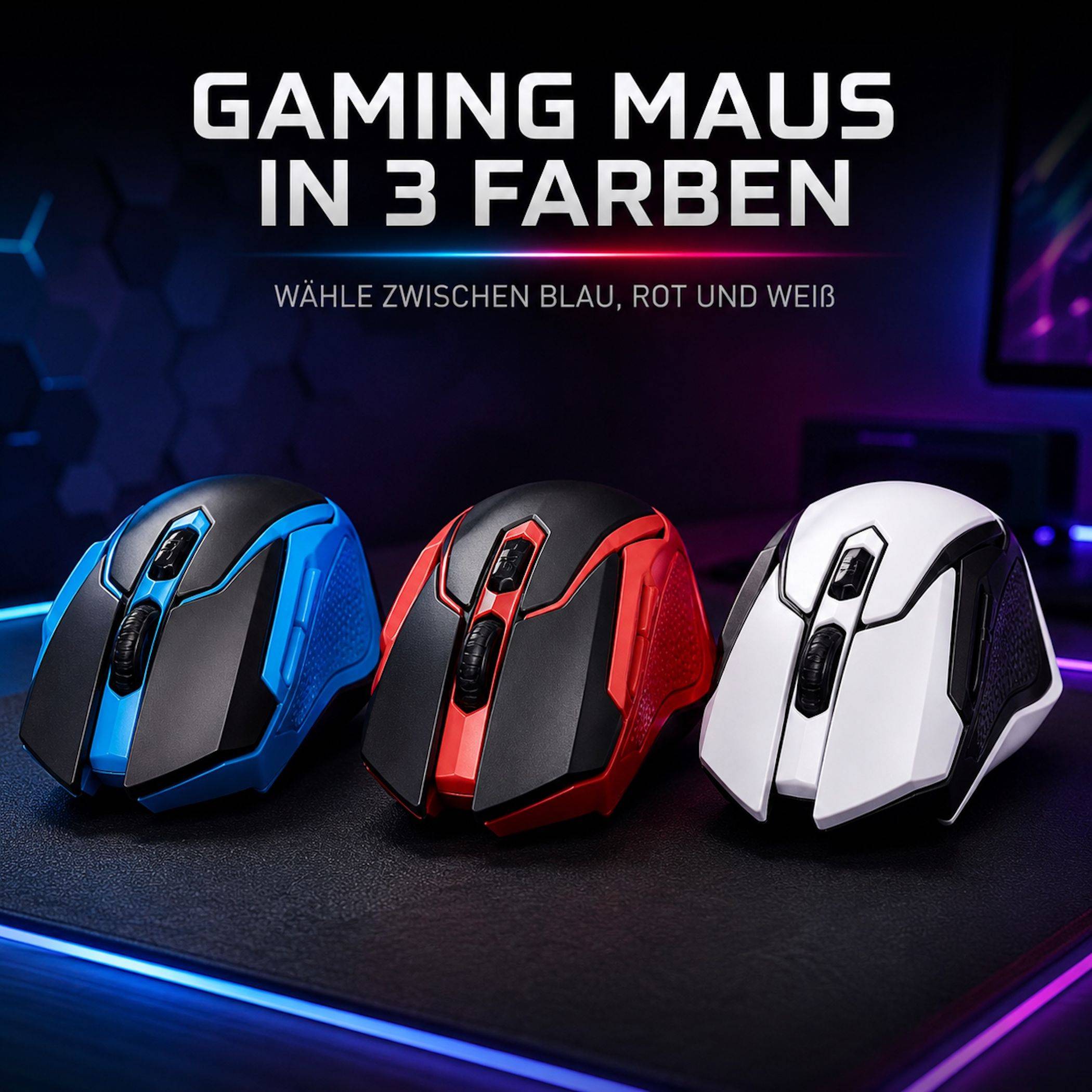 Kabellose Gaming Maus 1000 / 1200 / 1600 DPI 3 Stufen Auto Sleep Funktion Weiß