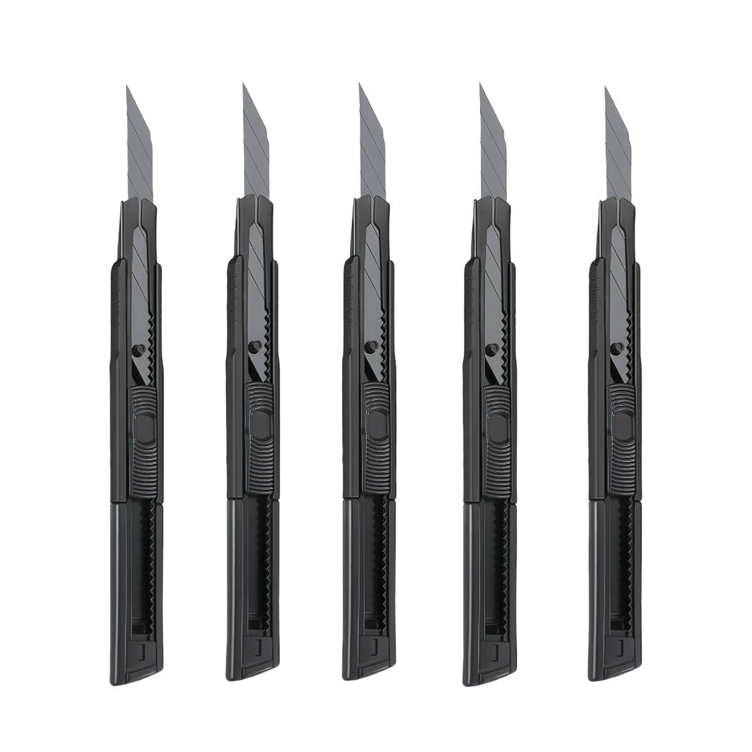 OhanaBeach® Cuttermesser 5er Set 9mm Edelstahlklinge ABS-Hülle