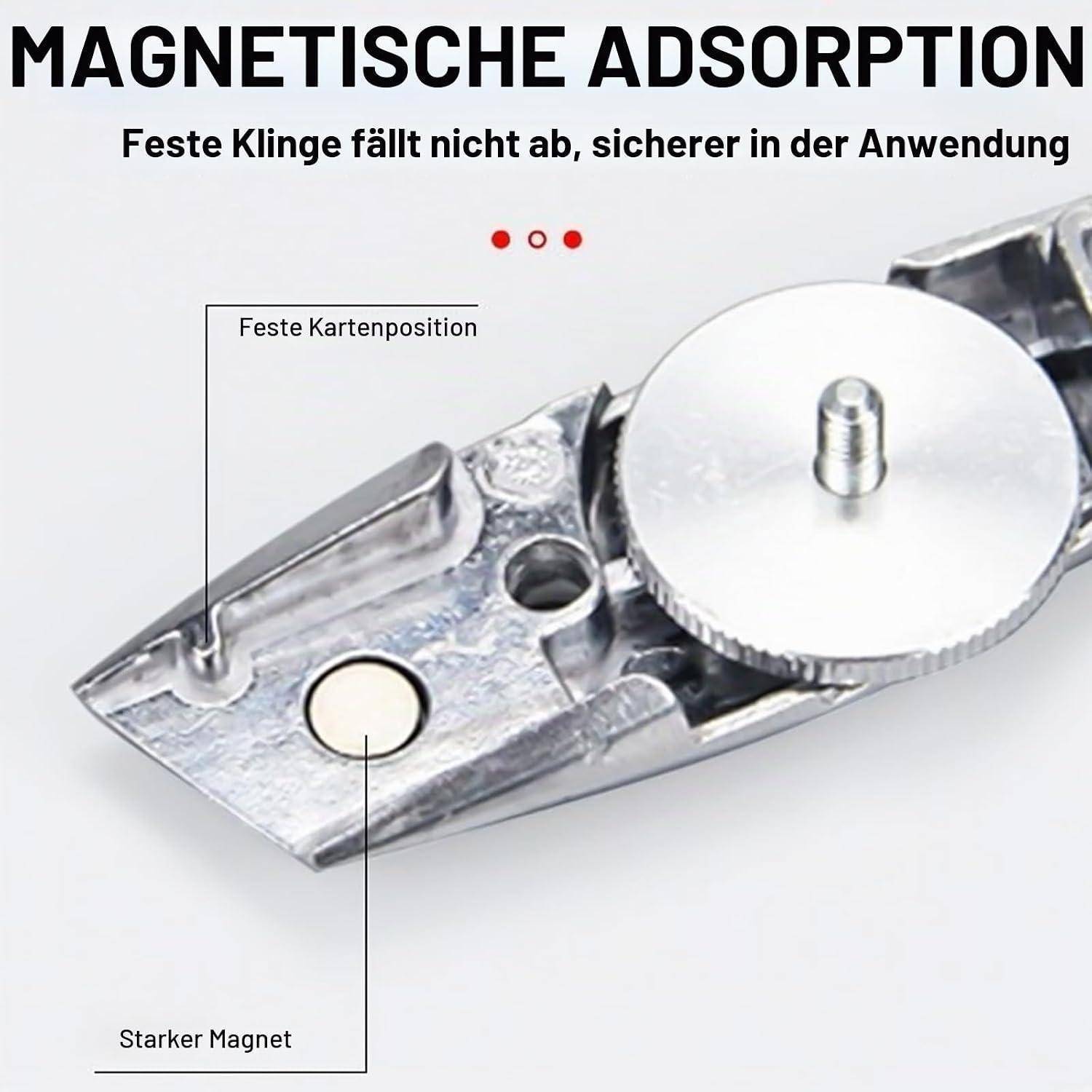 Teppichmesser Aluminium mit 10 Hakenklingen und 10 Trapezklingen