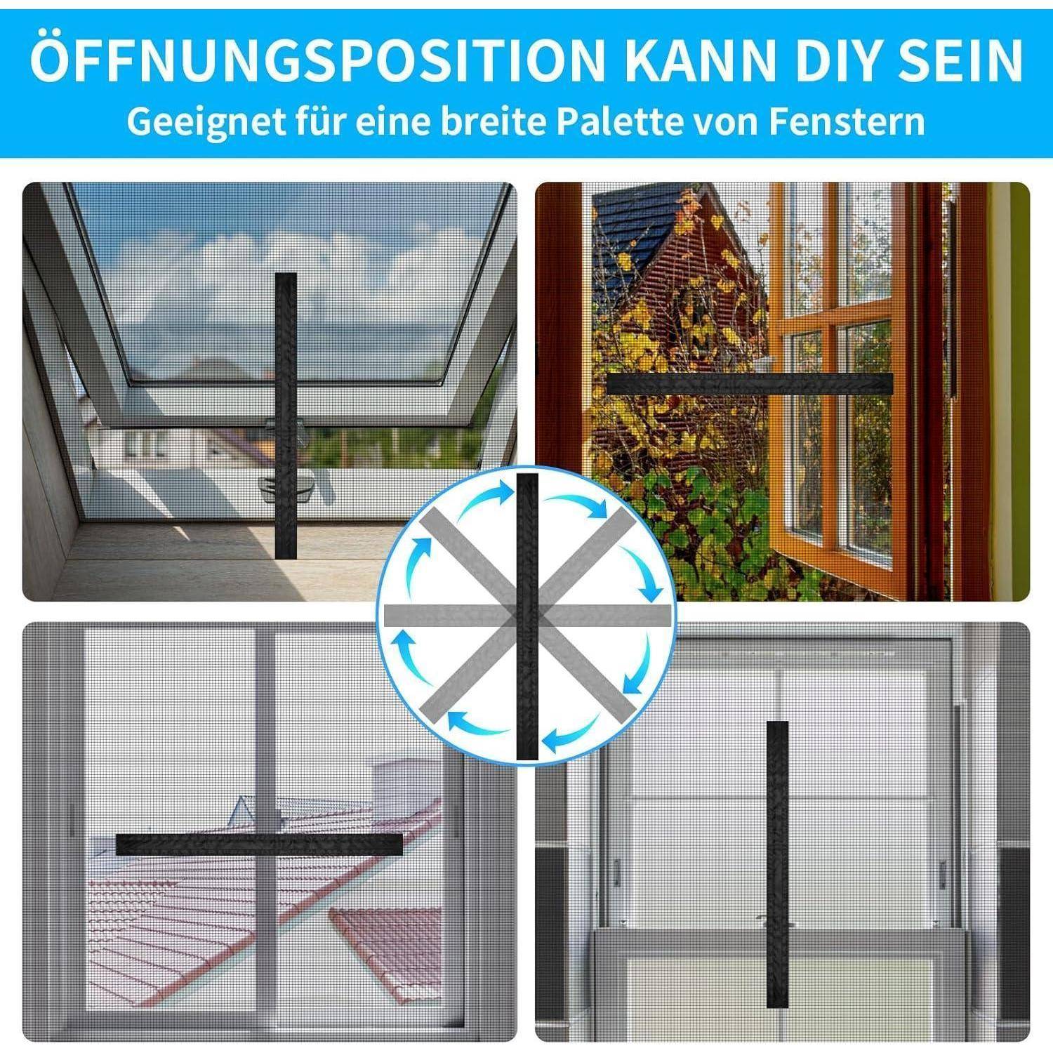 Fliegengitter Dachfenster magnetisch zuschneidbar 100x130cm Schwarz