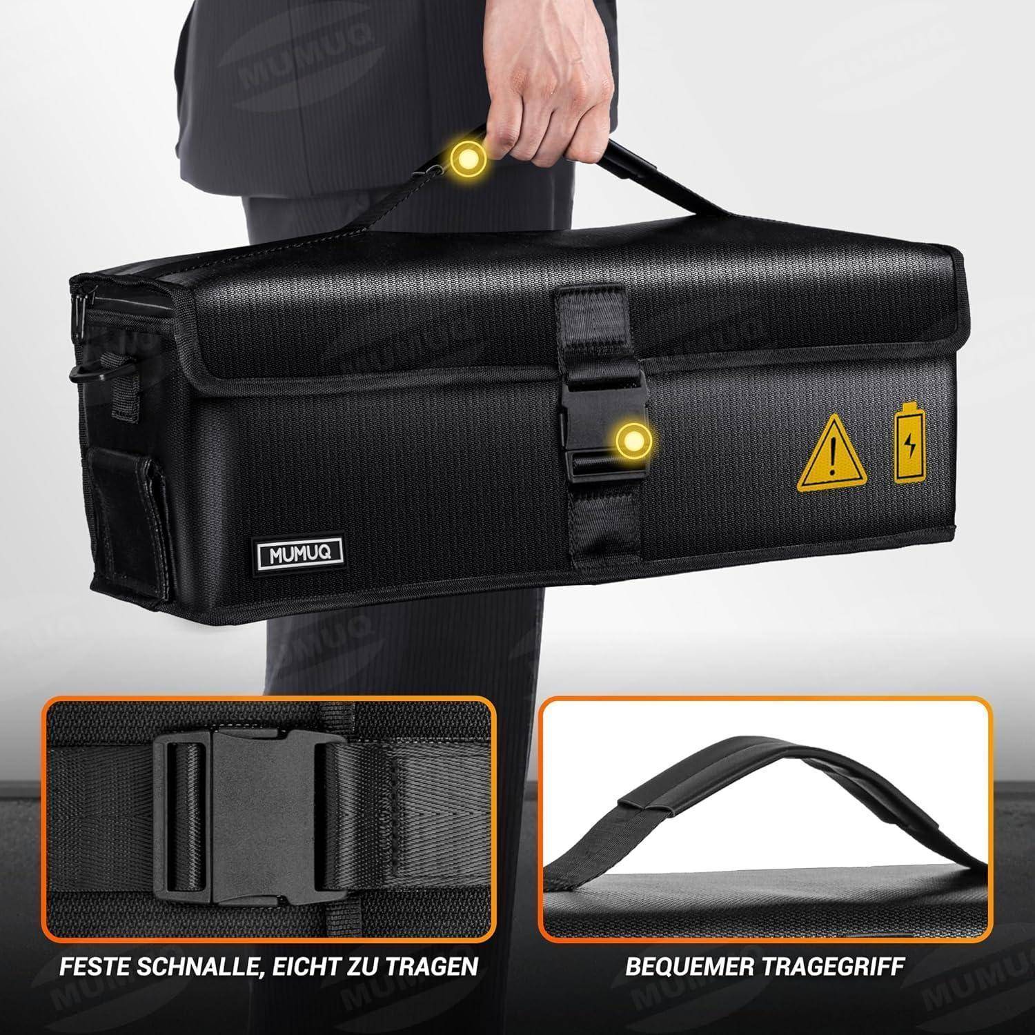 E-Bike Akku Tasche feuerfest 1400°C LIPO Schutzhülle M 41x13x12cm