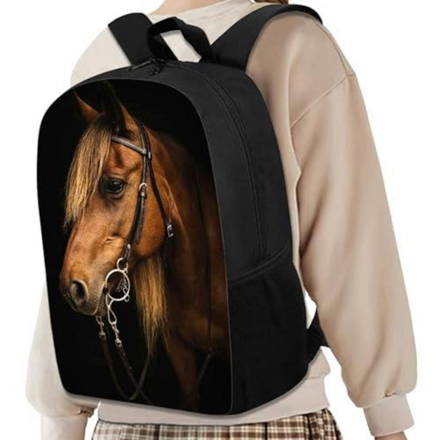 Kinderrucksack mit Pferdeprint, leicht, wasserdicht, 28x44x13cm