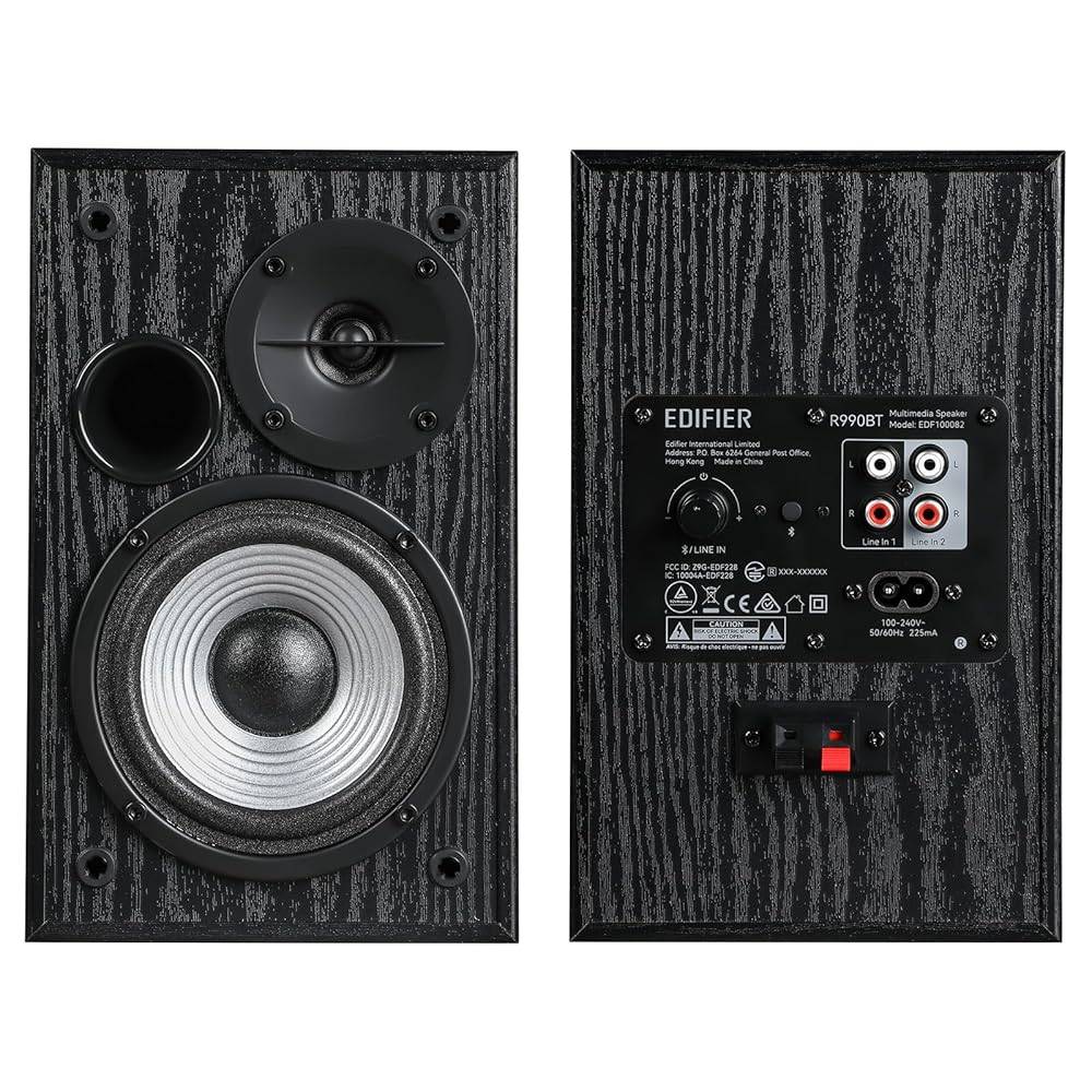Edifier R990BT 2.0 Aktive Multimedia-Lautsprecher – Bluetooth-Regallautsprecher – Schwarz (Generalüberholt)