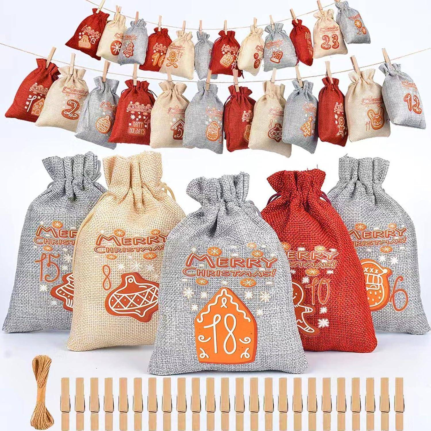 Adventskalender Kinder Befüllen 24 Stoffbeutel Weihnachtskalender 2024