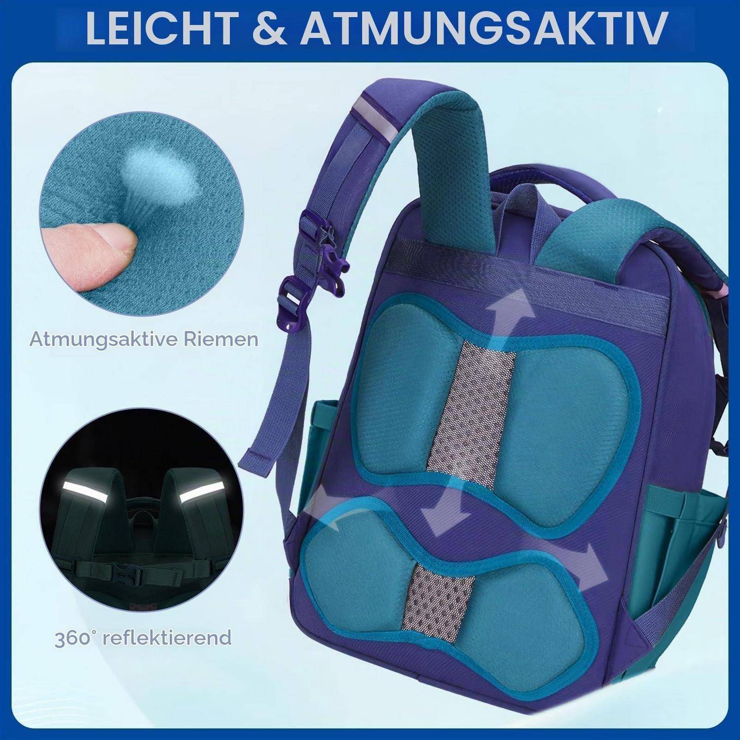 Amythe Schulrucksack Jungen 1-5. Klasse Blau 26L 0,55kg