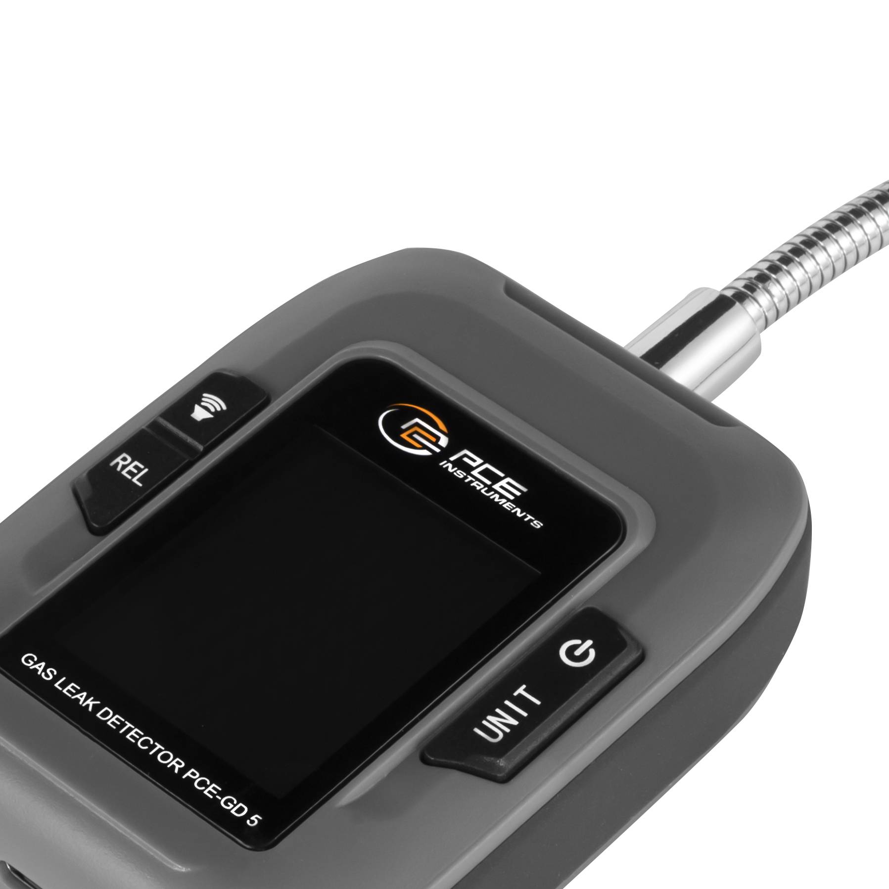 Tragbarer Gasleckdetektor mit Display und Tasten „REL