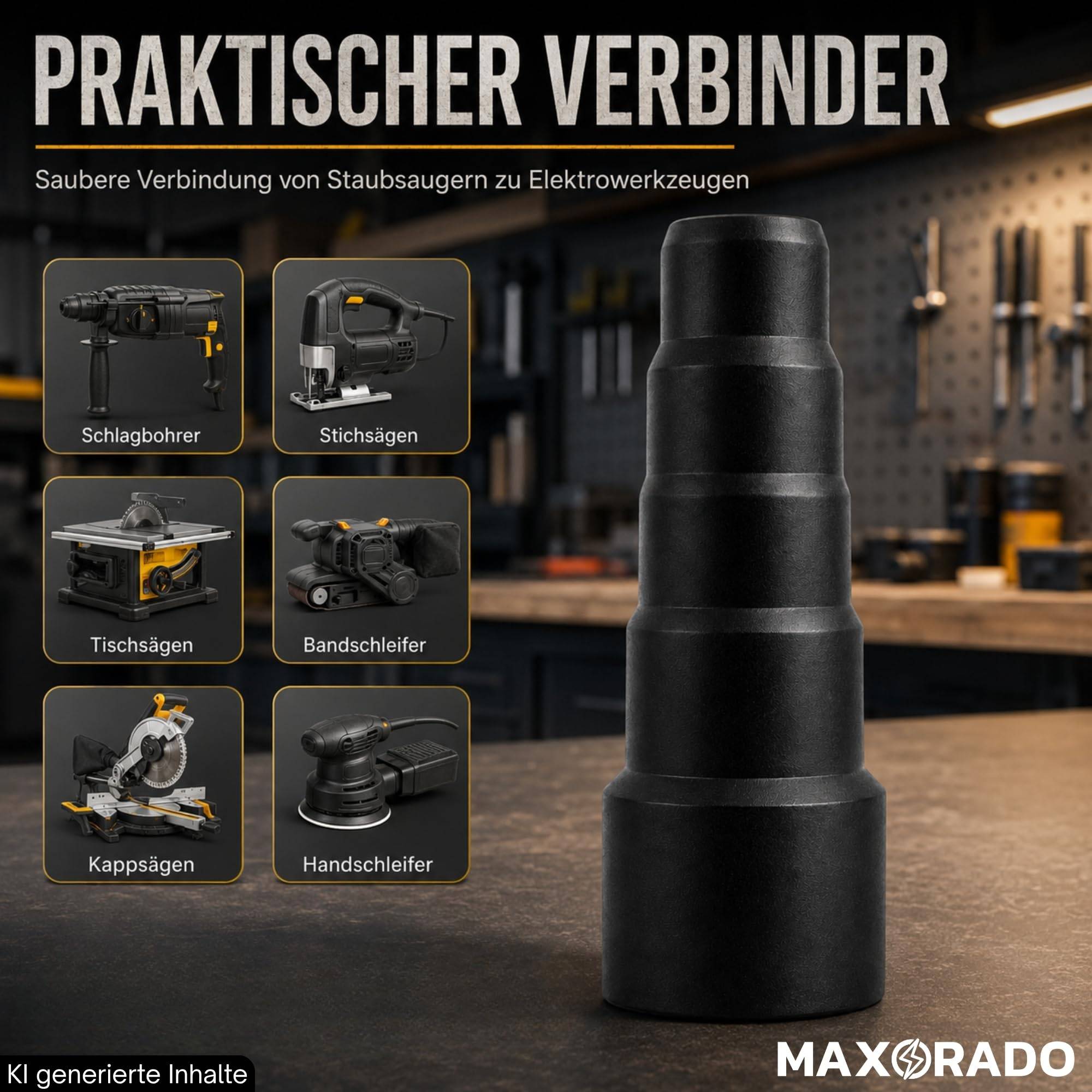 XL Werkzeugmuffe 22-50mm Staubsauger Adapter Reduzierstück Schlauchadapter