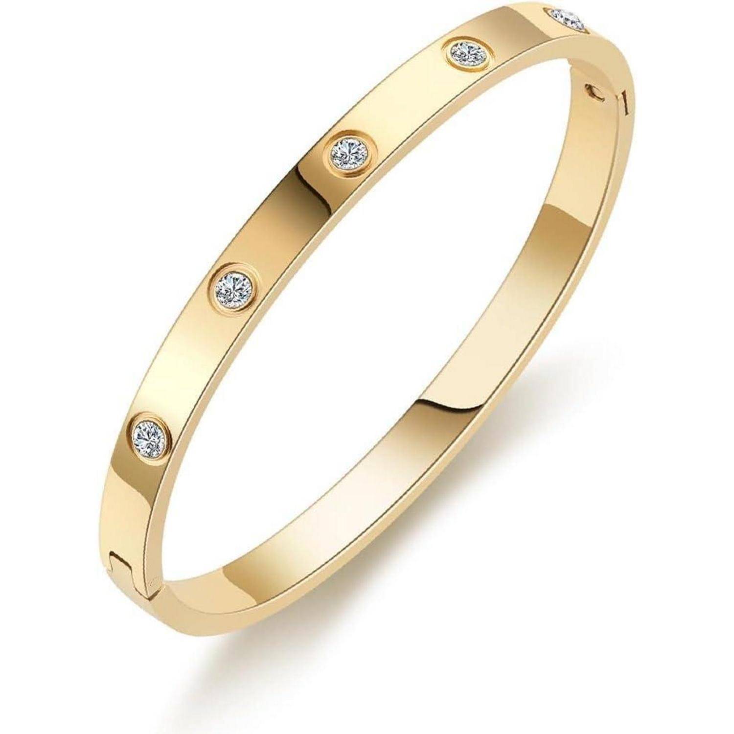 Damen Armreif Edelstahl Zirkonia 6mm breit Armband Armspange Gravur