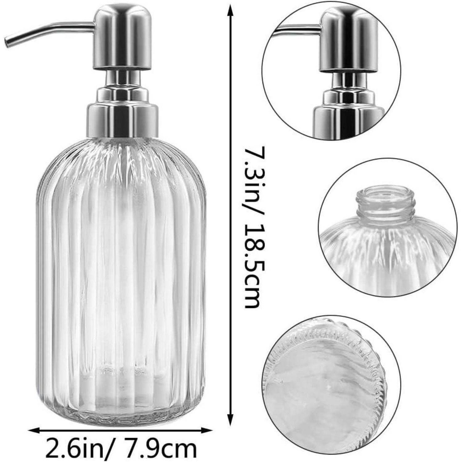 Glas Seifenspender 14 Oz mit Edelstahlpumpe Transparent