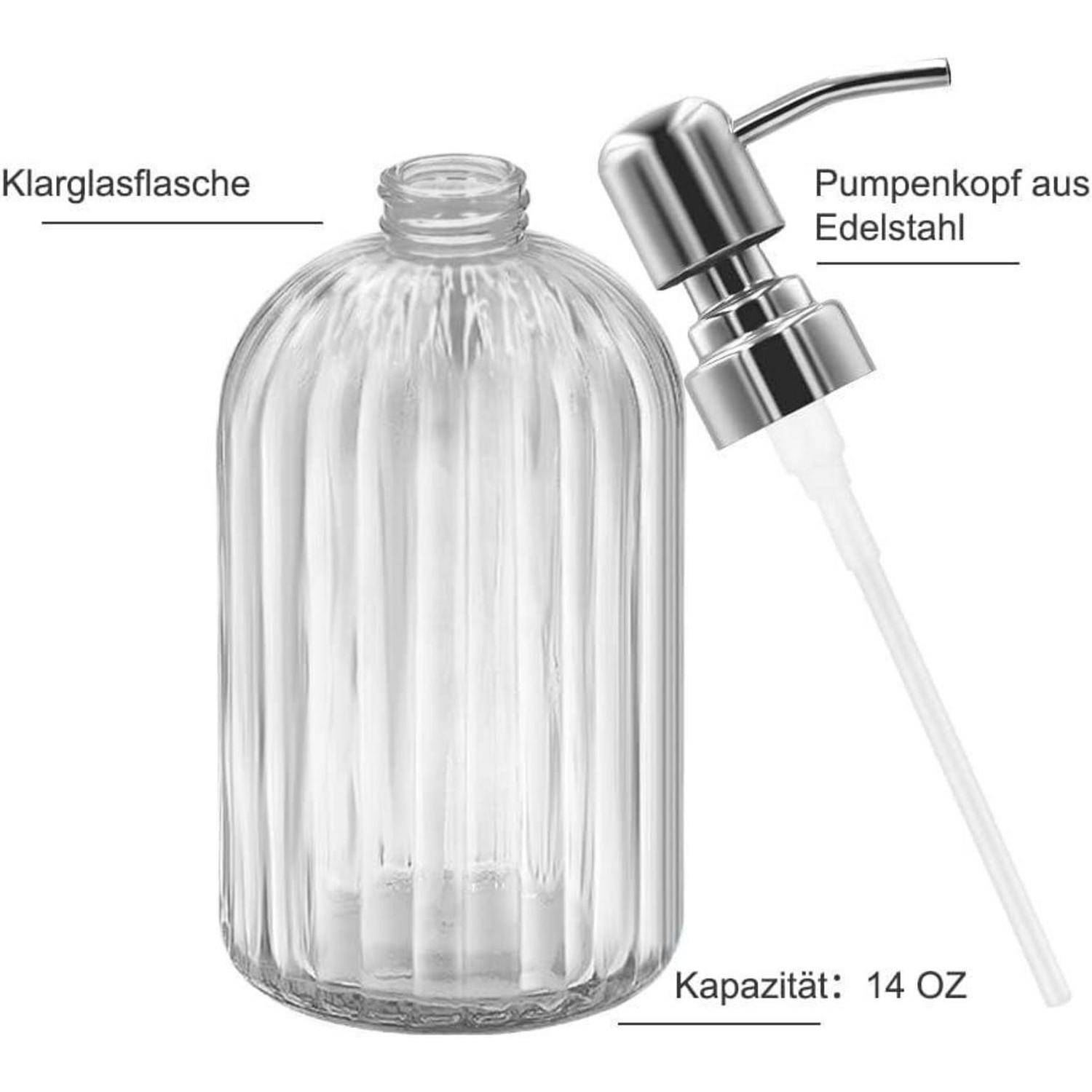 Glas Seifenspender 14 Oz mit Edelstahlpumpe Transparent