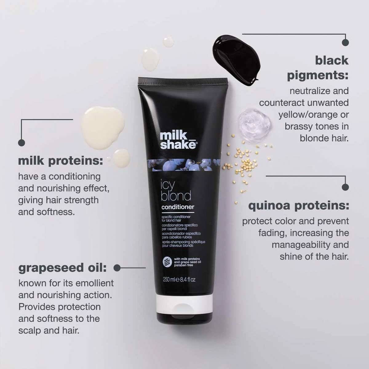 milk_shake Icy Blond Conditioner 250ml Anti-Gelb f. blondes o. gebleichtes Haar