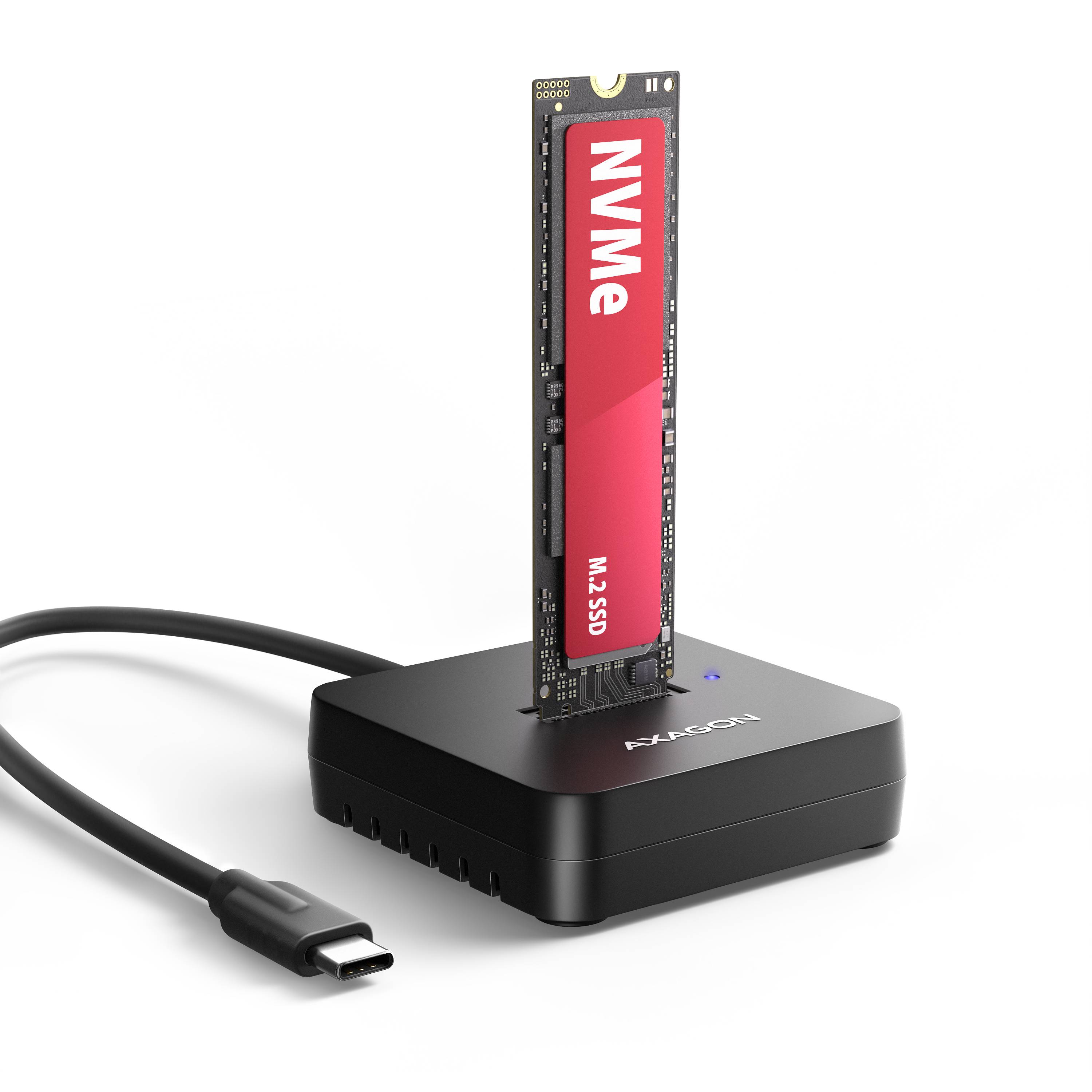AXAGON ADSA-M2C11L, USB-C 10Gbps dokovacia stanica pro 1× M.2 NVMe SSD