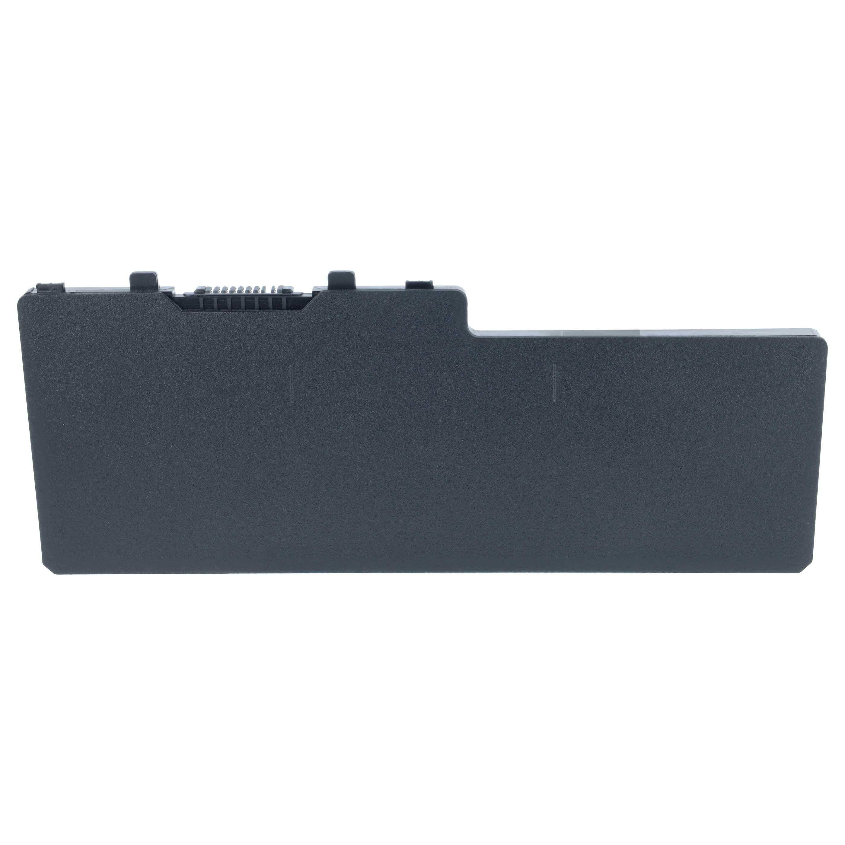 Dunkel rechteckiges elektronisches Batteriepak mit Anschlussfahnen oben, isoliert auf weißem Hintergrund.