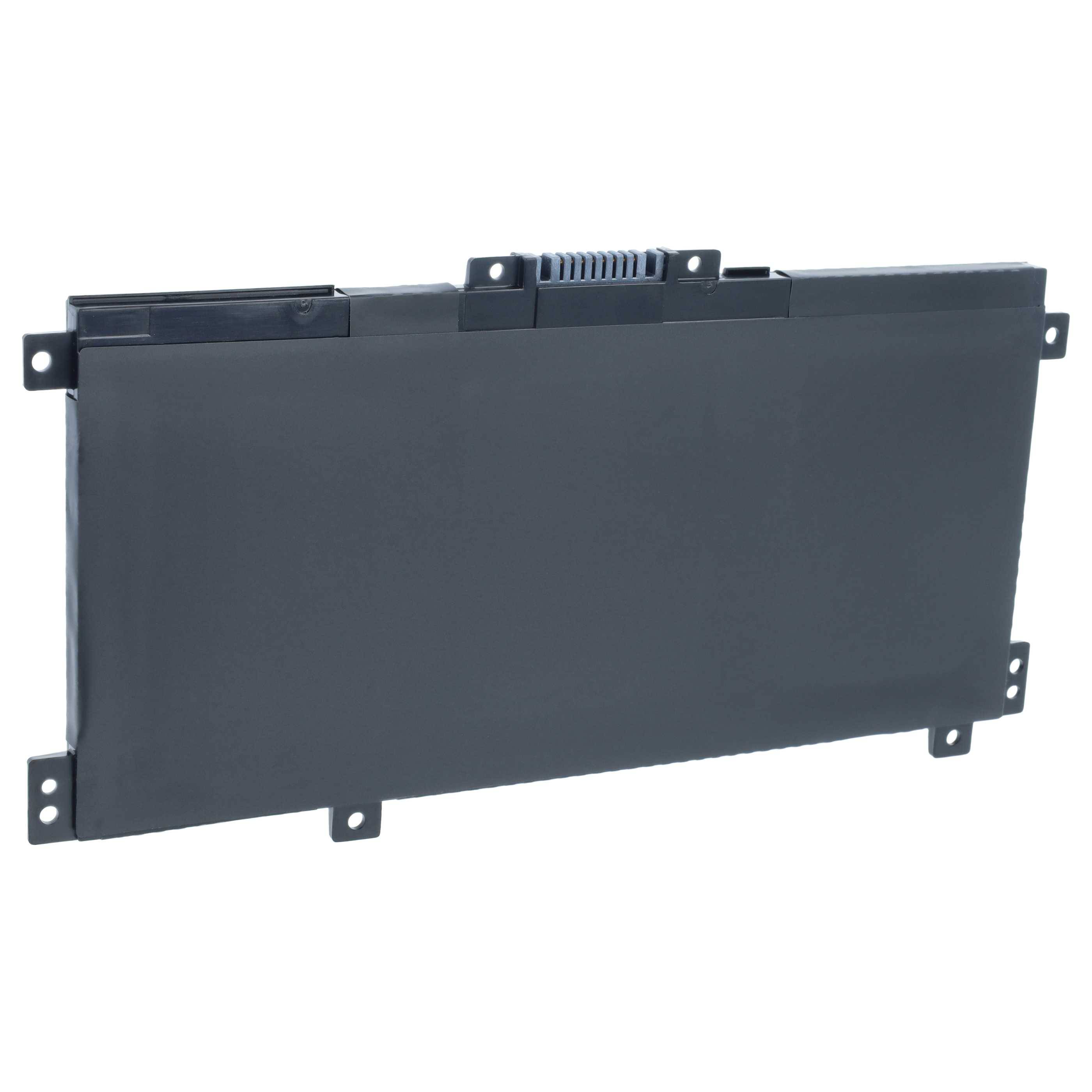 Schwarzes rechteckiges Laptop-Akkupack mit Montagelaschen und Stecker auf weißem Hintergrund.