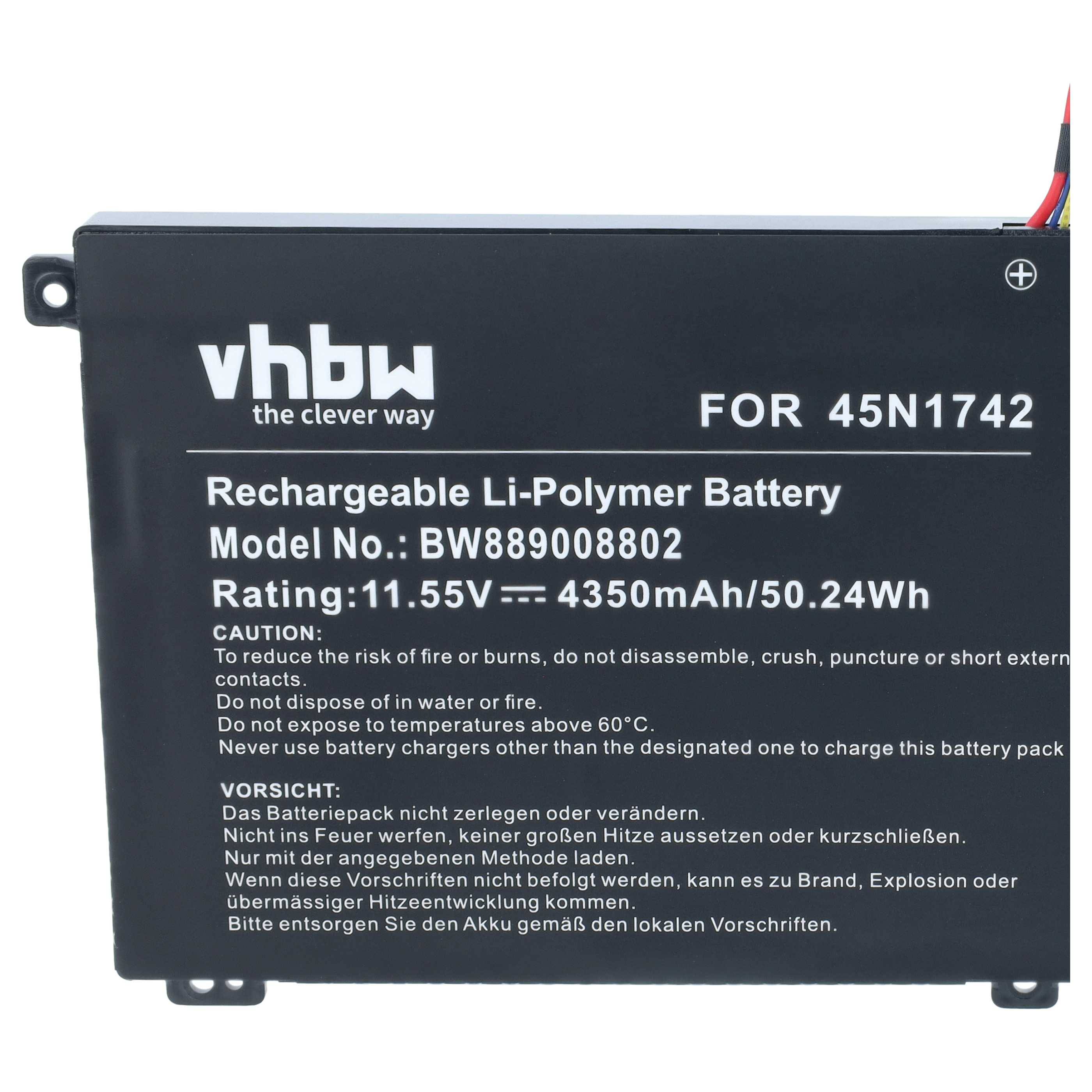 Schwarze wiederaufladbare Li-Polymer-Batterie mit der Bezeichnung „vhbw