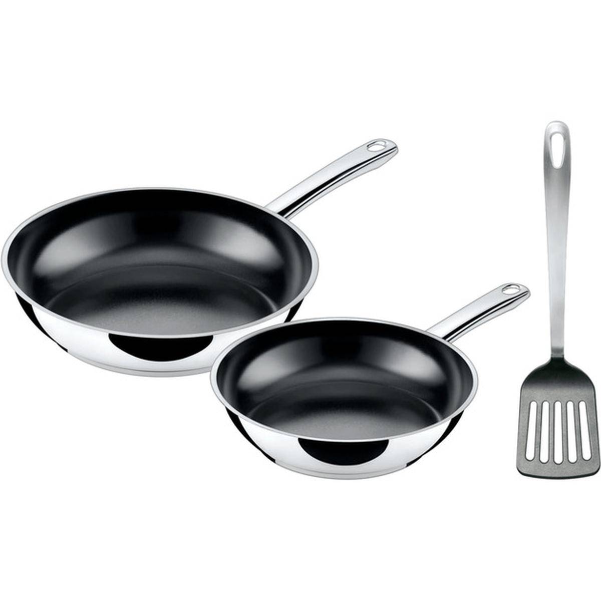 Silit Talis Pfannenset 3-teilig 20/24 cm mit Pfannenwender edelstahl/schwarz