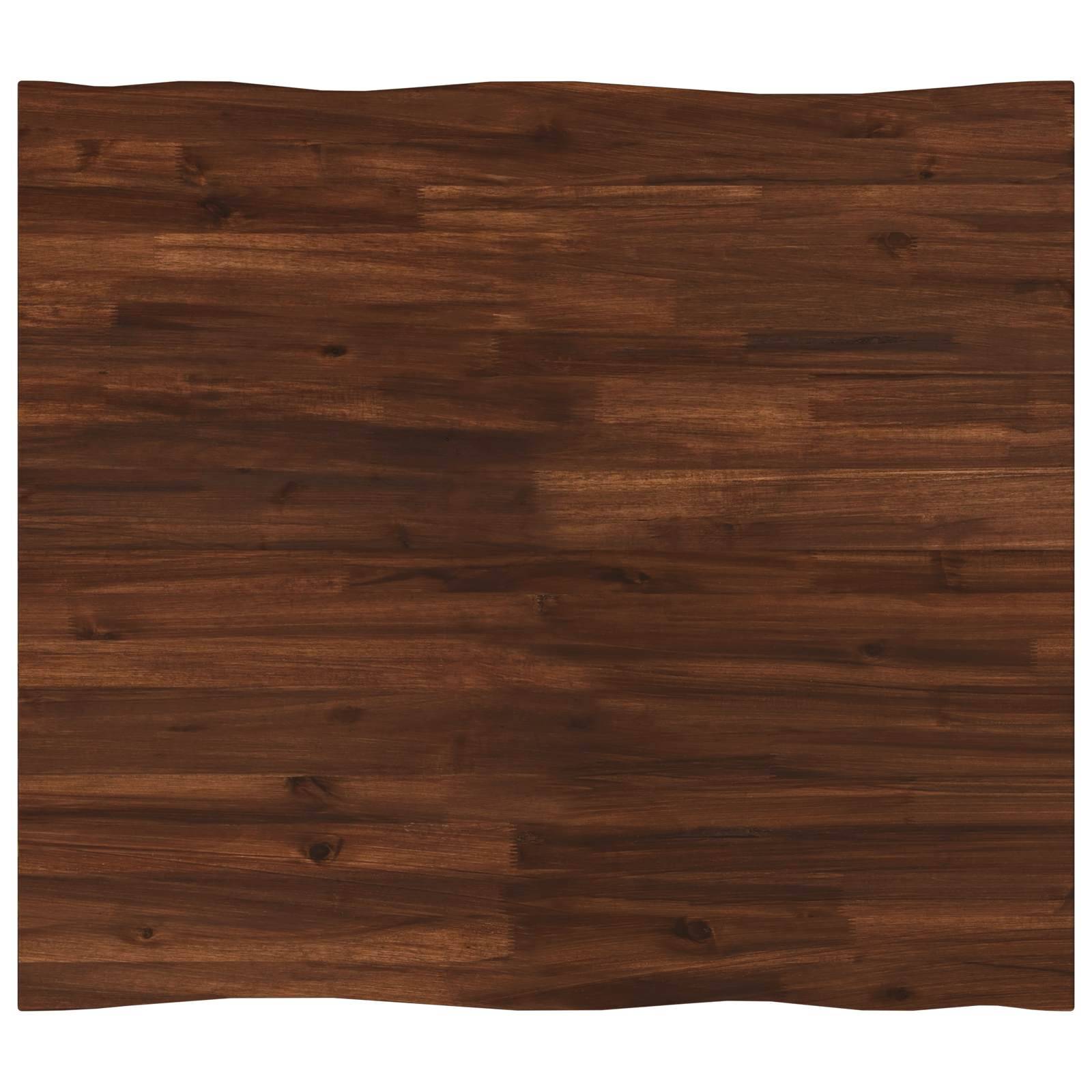 Dunkelbraunes Holzmaserungspaneel mit glattem, welligem rechteckigem Umriss.