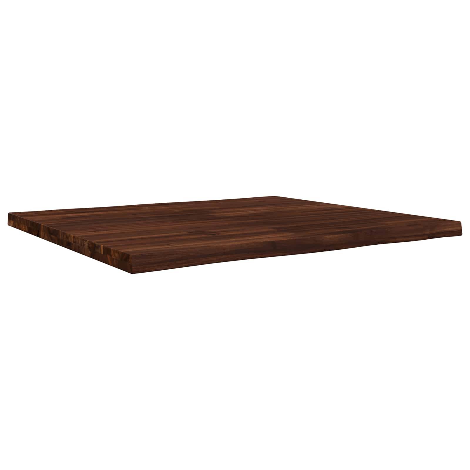 Eine rechteckige Tischplatte oder Regalbrett aus dunklem Holz, isoliert auf weißem Hintergrund dargestellt.