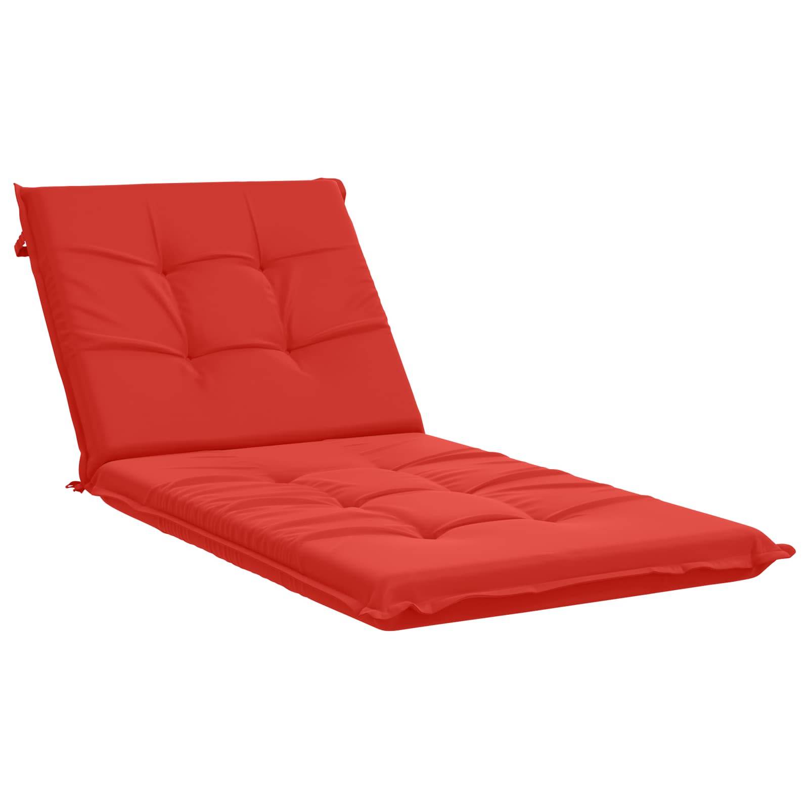 Roter gepolsterter Loungesessel mit verstellbarer Rückenlehne, auf weißem Hintergrund dargestellt.